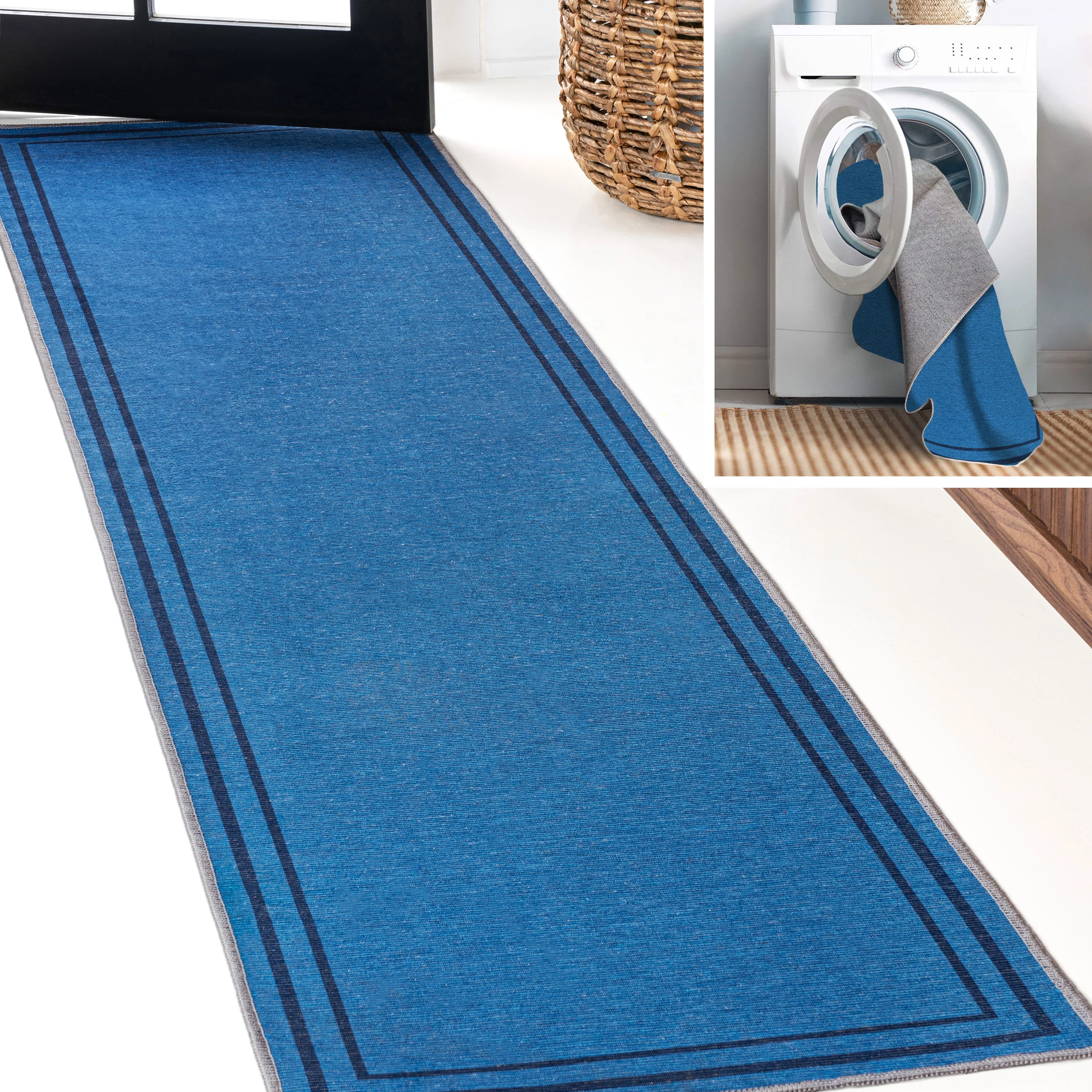 Sloane Classic 2-Stripe Border Washable Area Rug