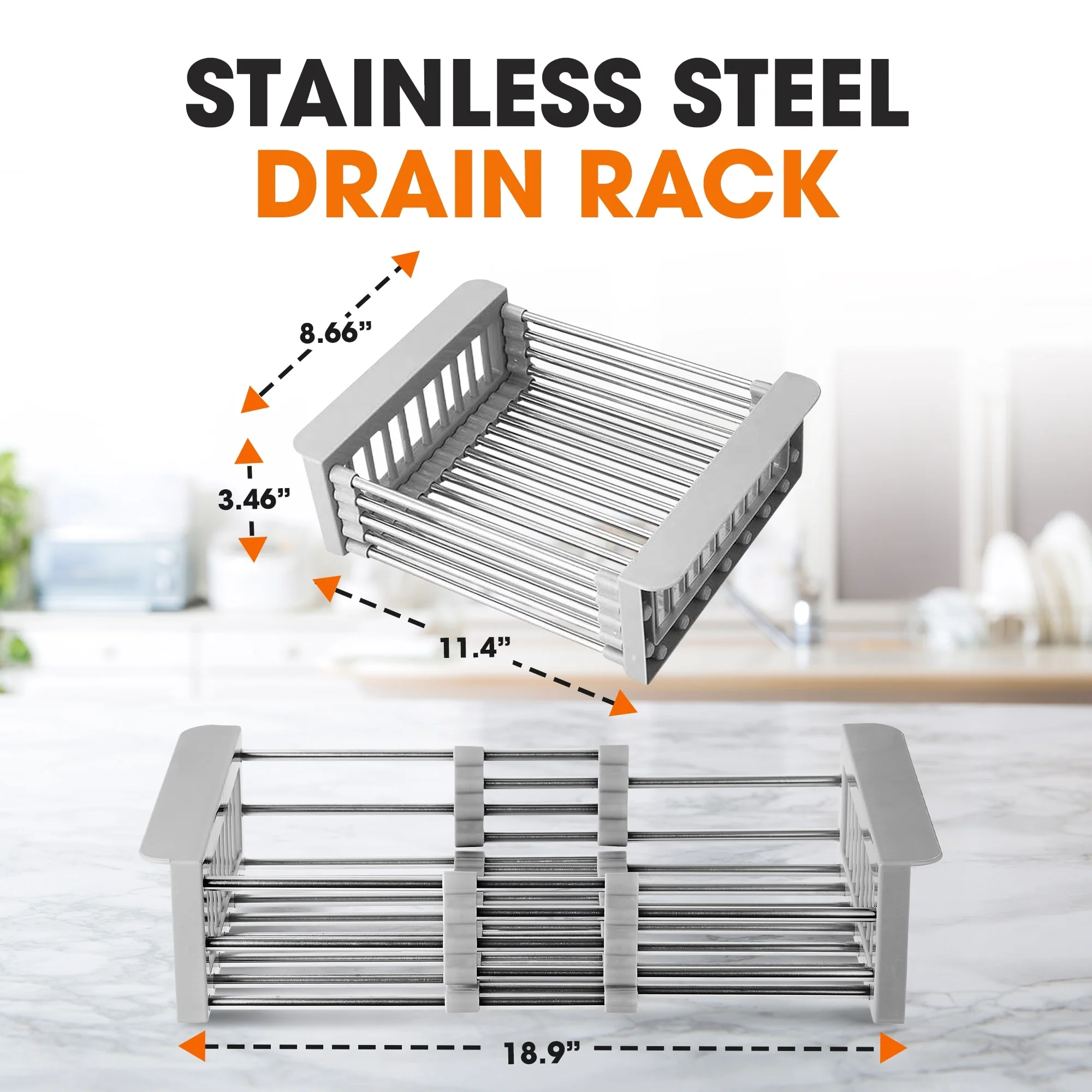 Cheer Collection Sink Drying Rack - Over The Sink Retractable Sink Strainer