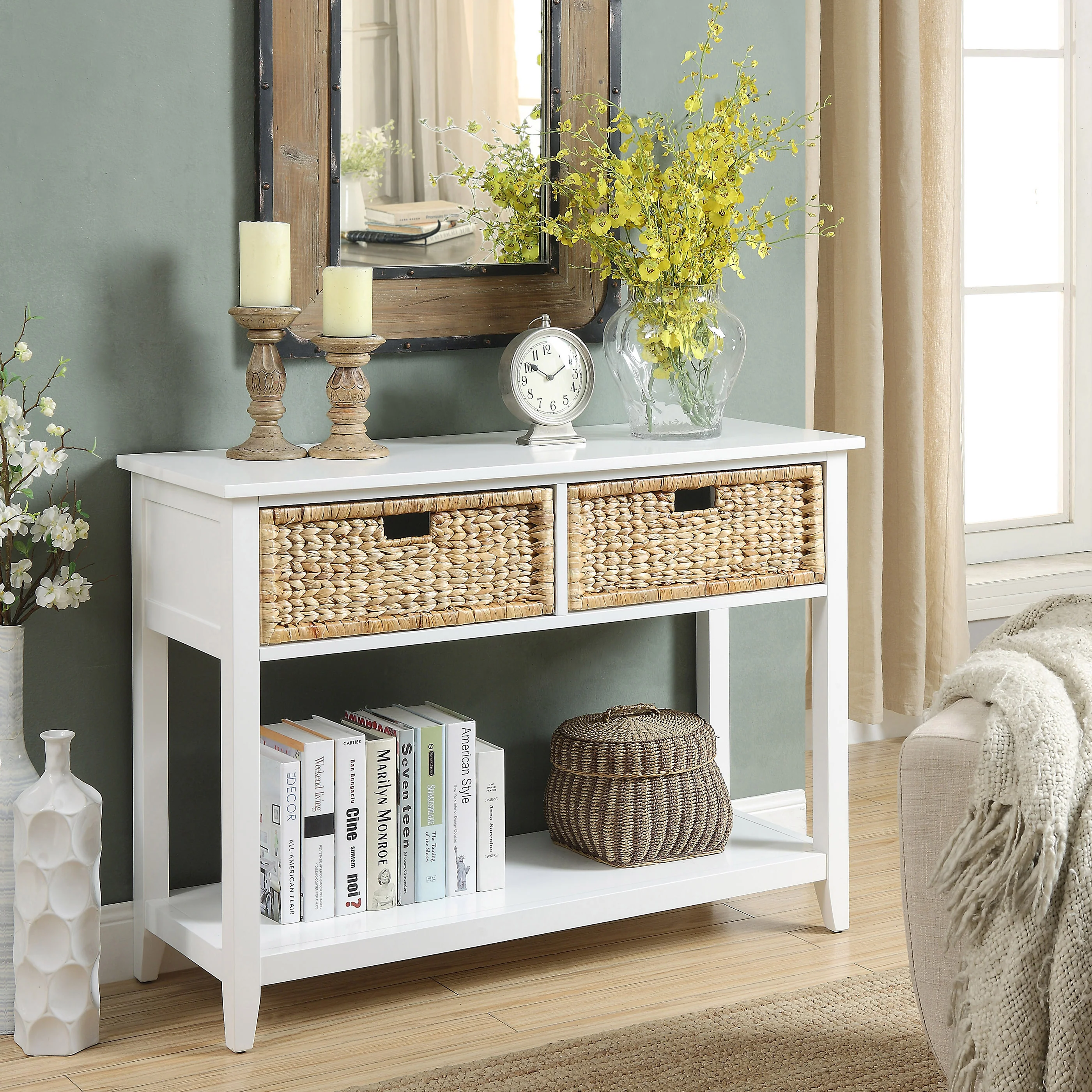 White Console Table with 2-Drawer