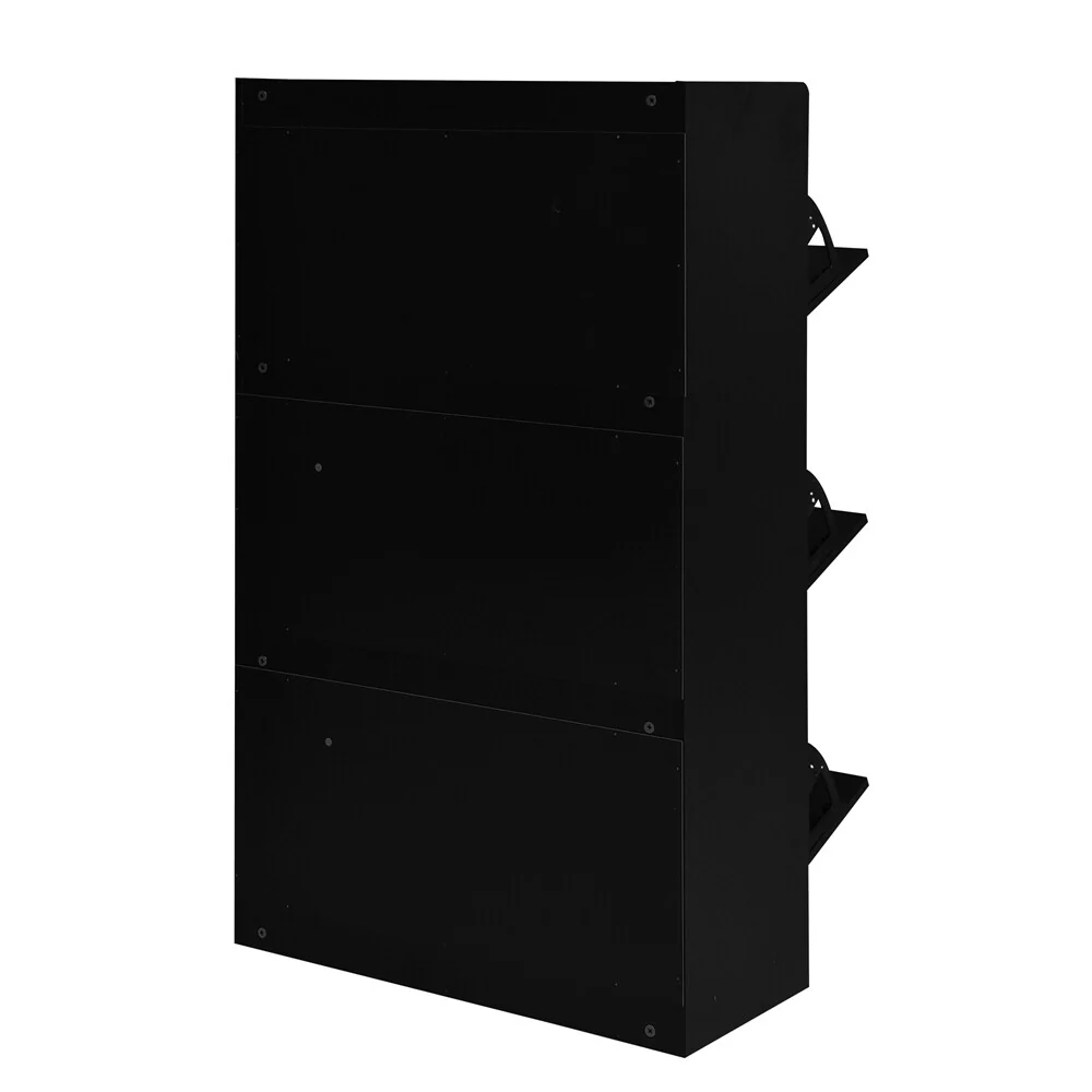 Free Standing Wood Shoe Storage Cabinet with 3 Flip Drawers