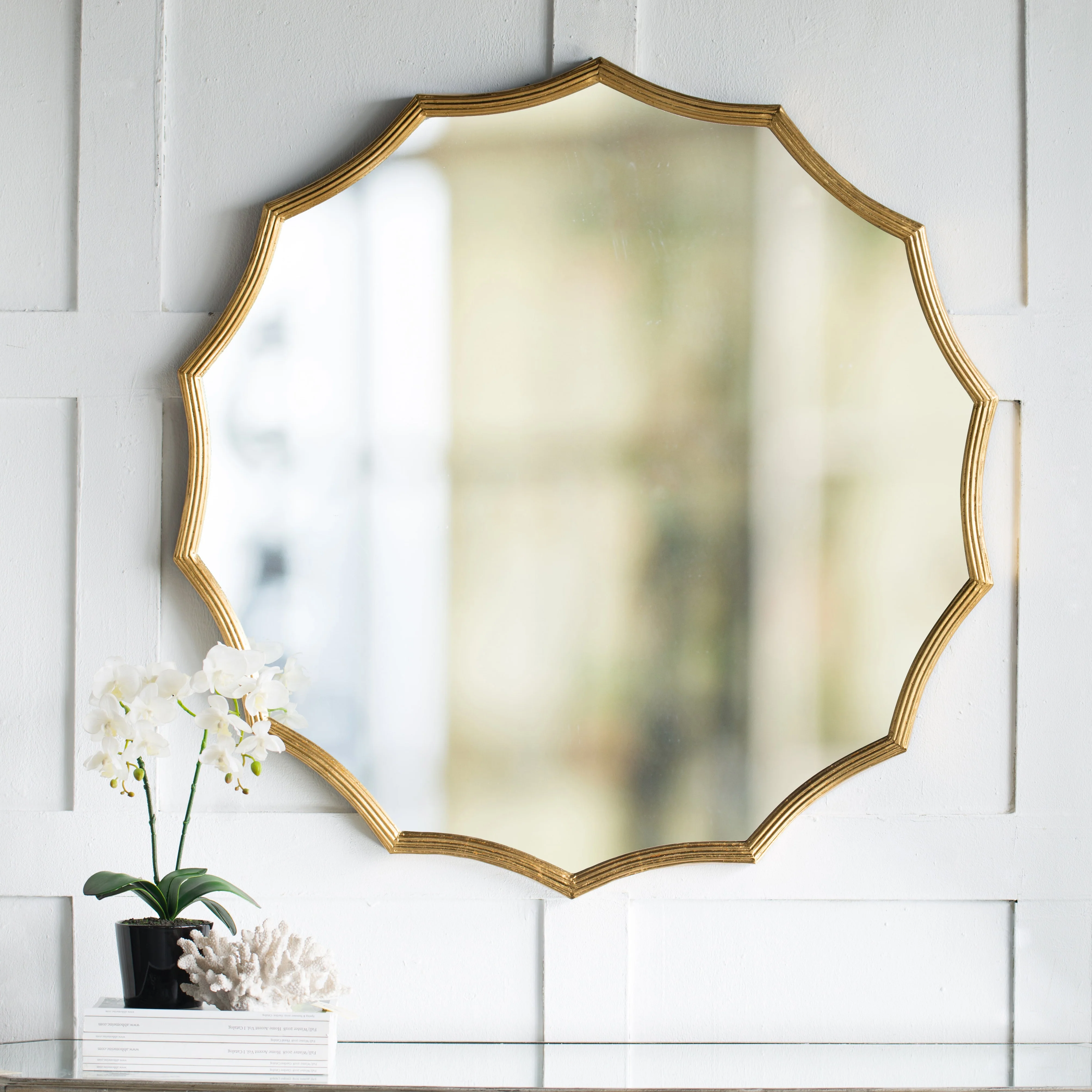 Wall Mirror with Sunburst Design and Iron Frame