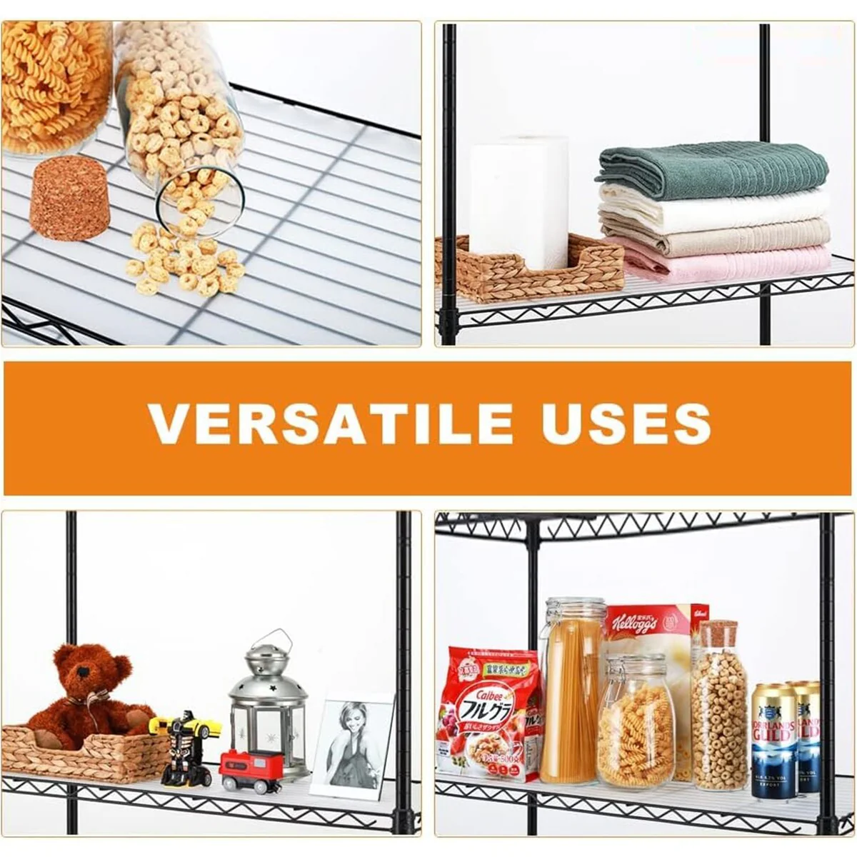 4/5-Tier Steel Shelving on Wheels with Shelf Liners Versatile Rack