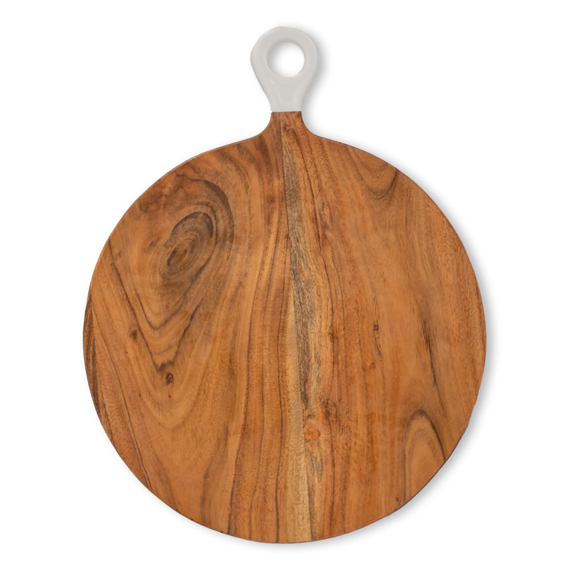 Wood + White Collection Acacia Wood Round Charcuterie Board, Large