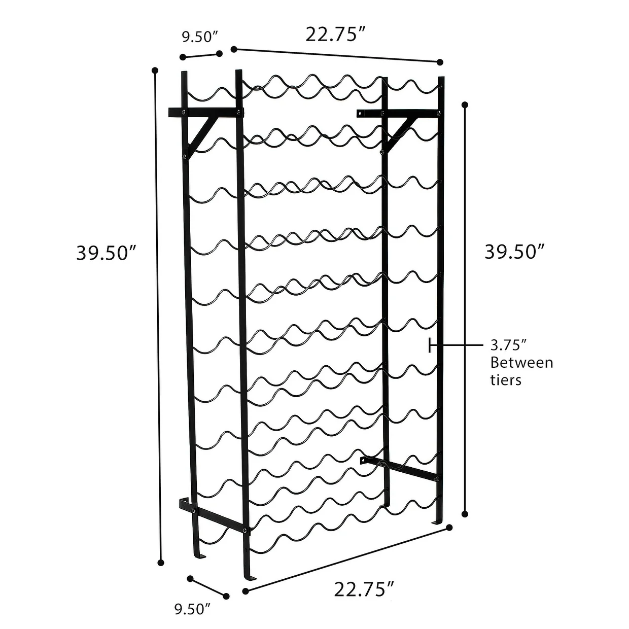 Freestanding Metal Wine Rack - Up to 150 Wine Bottles