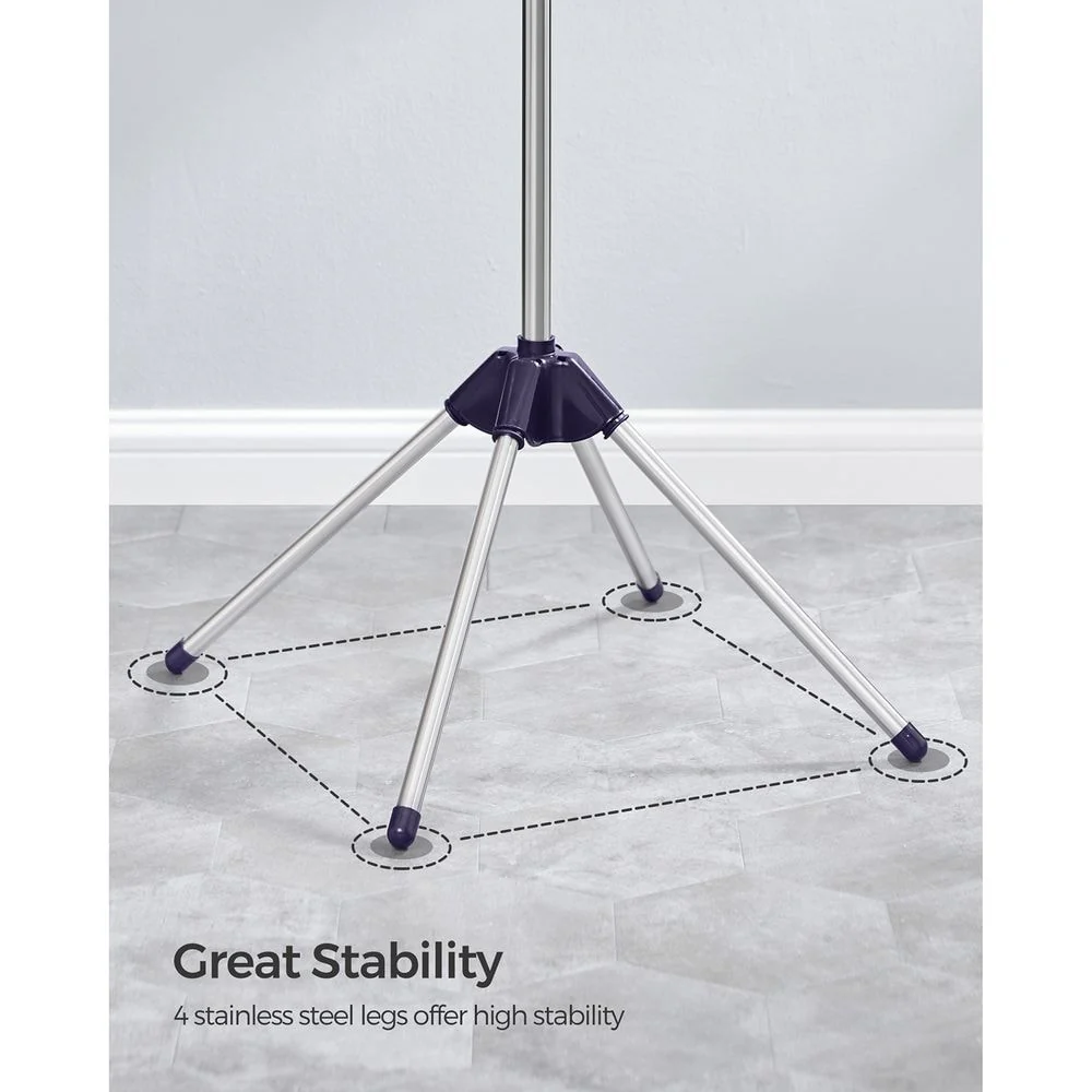 Stainless Steel Foldable Clothes Drying Rack with 360° Rotatable Arms Large Capacity and Space-Saving Design