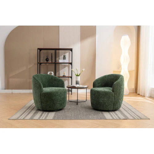 Assortment Upholstered Swivel Barrel Chair with Metal Base