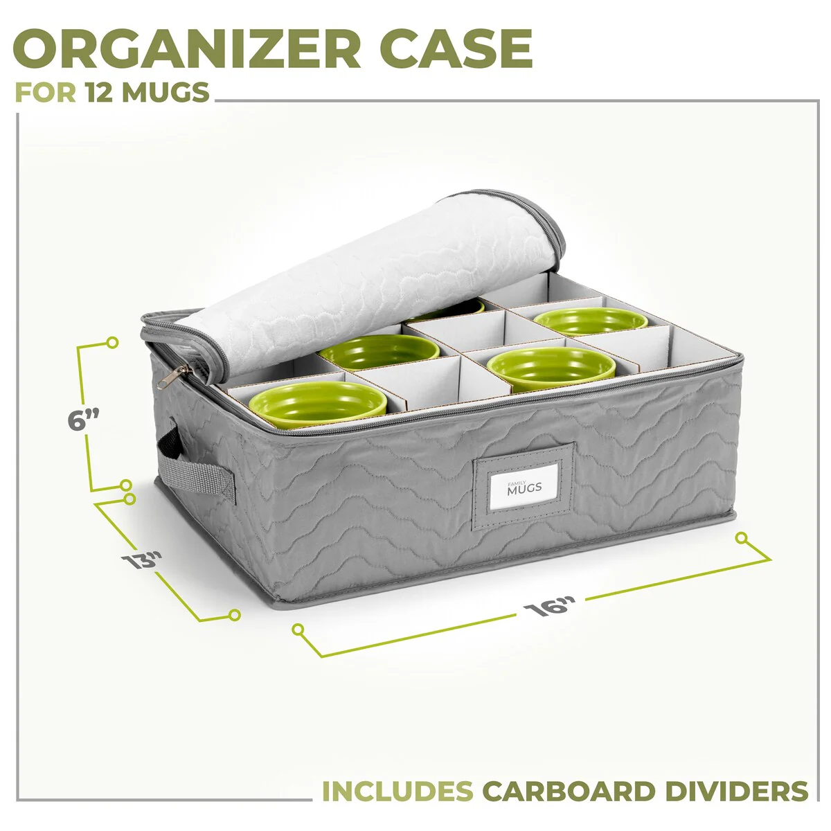 12 Mug Coffee Mug/Glass Quilted Box - 13 in x 16 in x 6 in