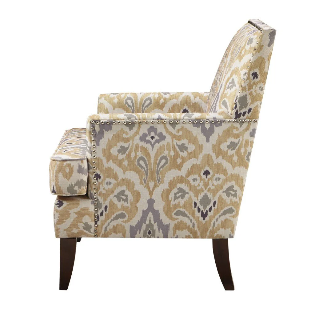 Upholstered Club Chair with Track Arm and Nailhead Trim