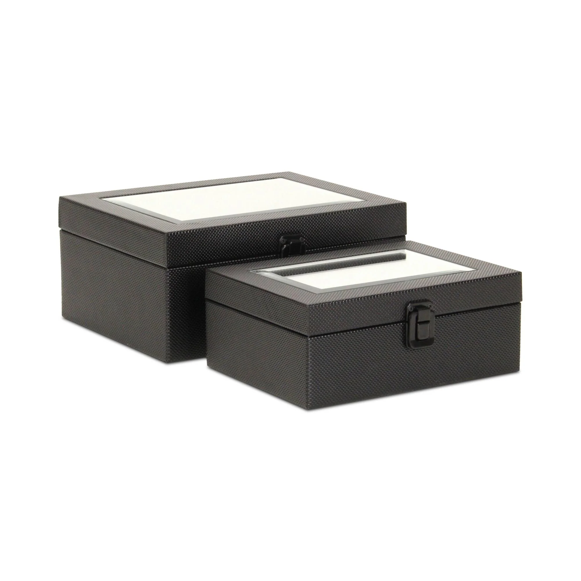 Woven Pattern Mirrored Storage Box Set - 10.25