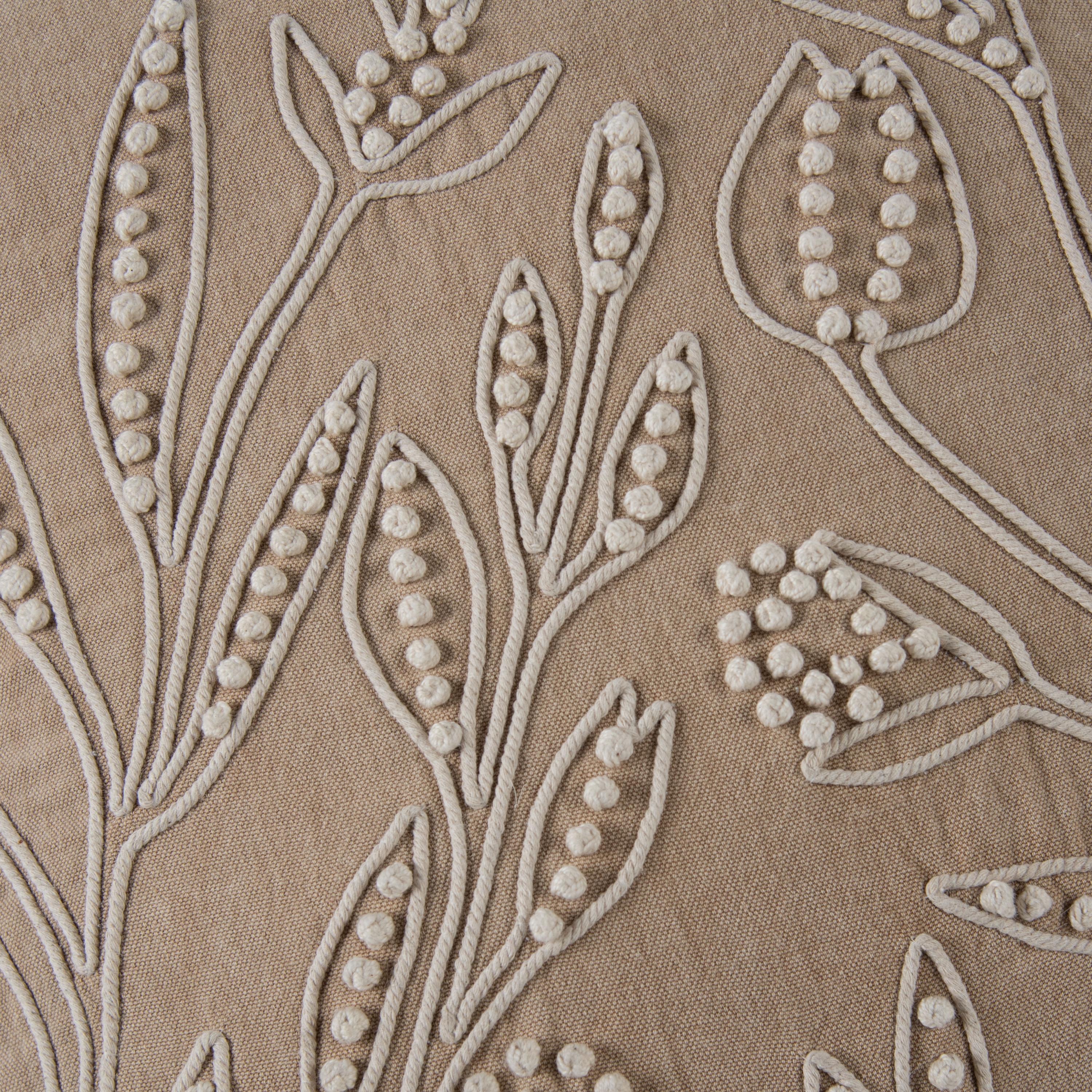 Botanical Embroidered Throw Pillow