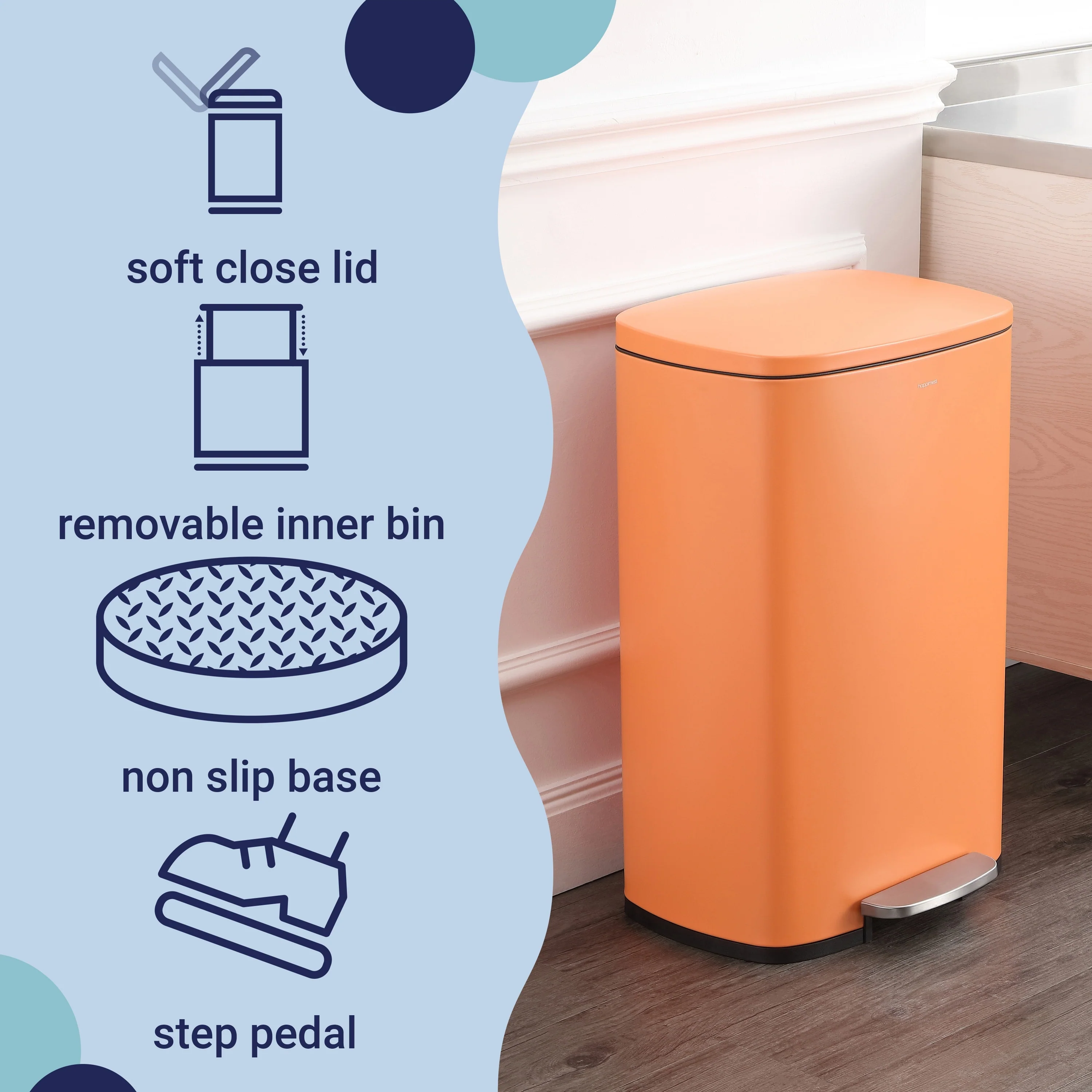 happimess 13-Gallon Trash Can with Soft-Close Lid and FREE Mini Trash Can