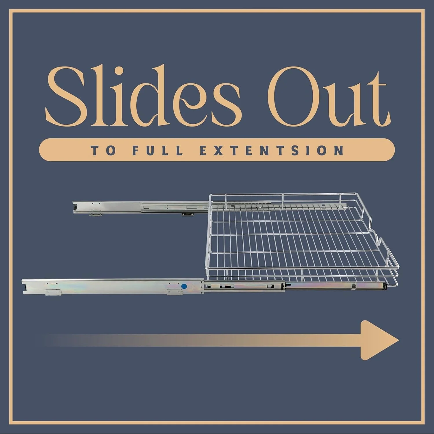 Pull Out Cabinet Drawer Organizer, Heavy Duty- Steel Metal- Chrome Finish