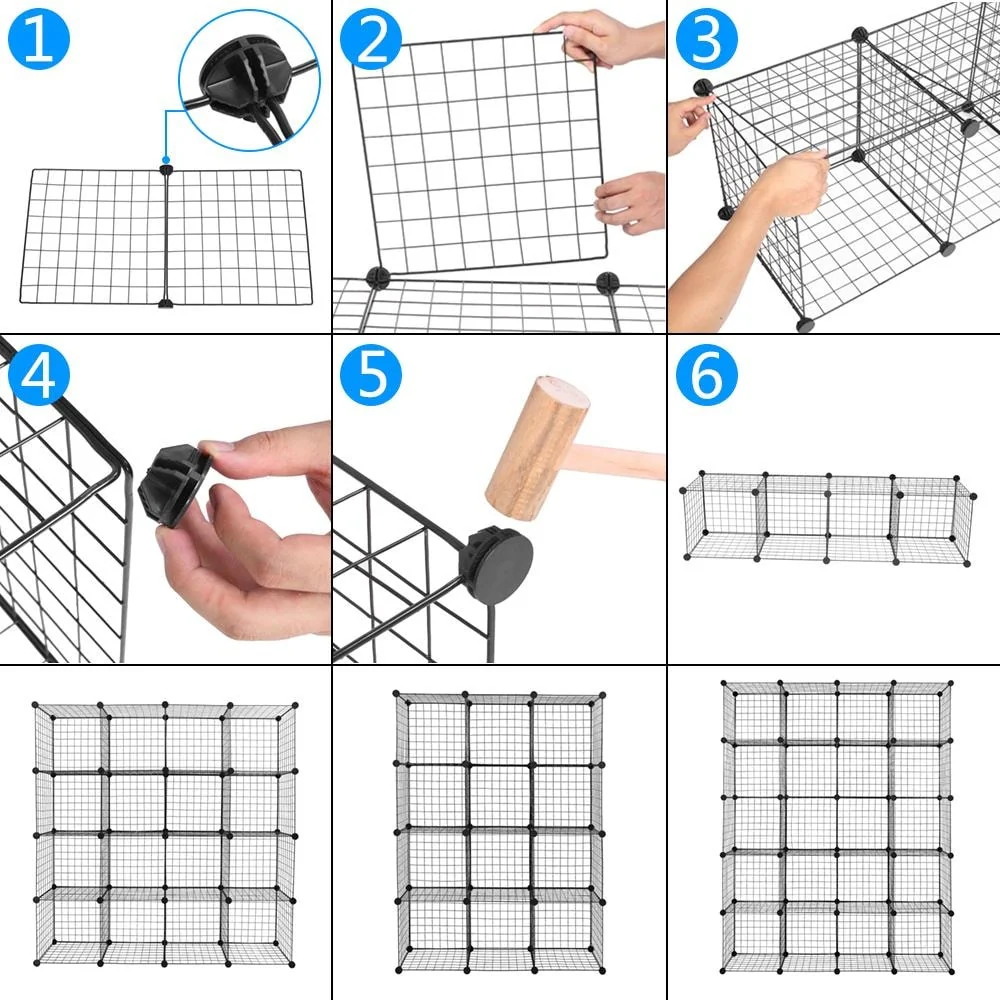 12-Cube Wire Shelf Storage Metal Shelves Modular Metal shelve