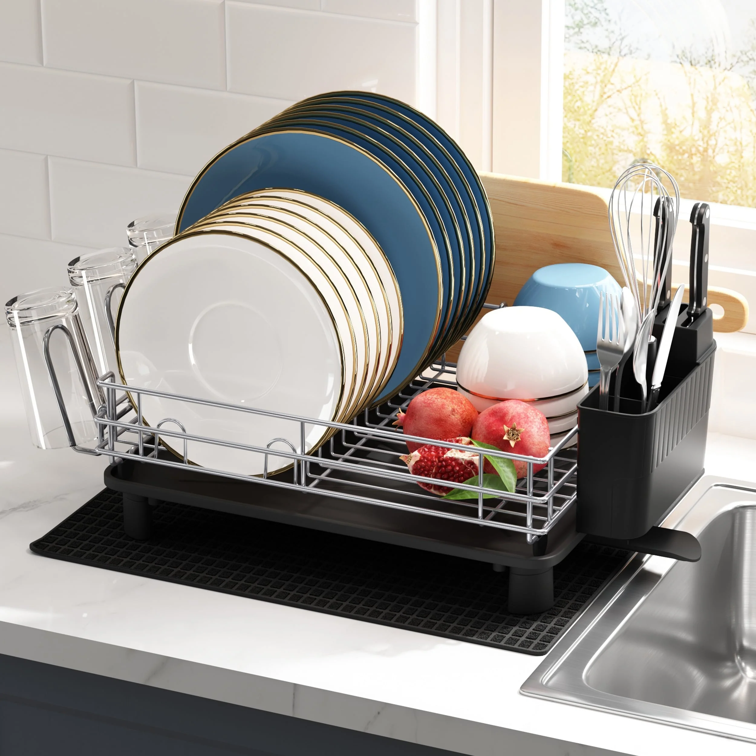 JASIWAY Multifunctional Kitchen Stainless Steel Dish Rack