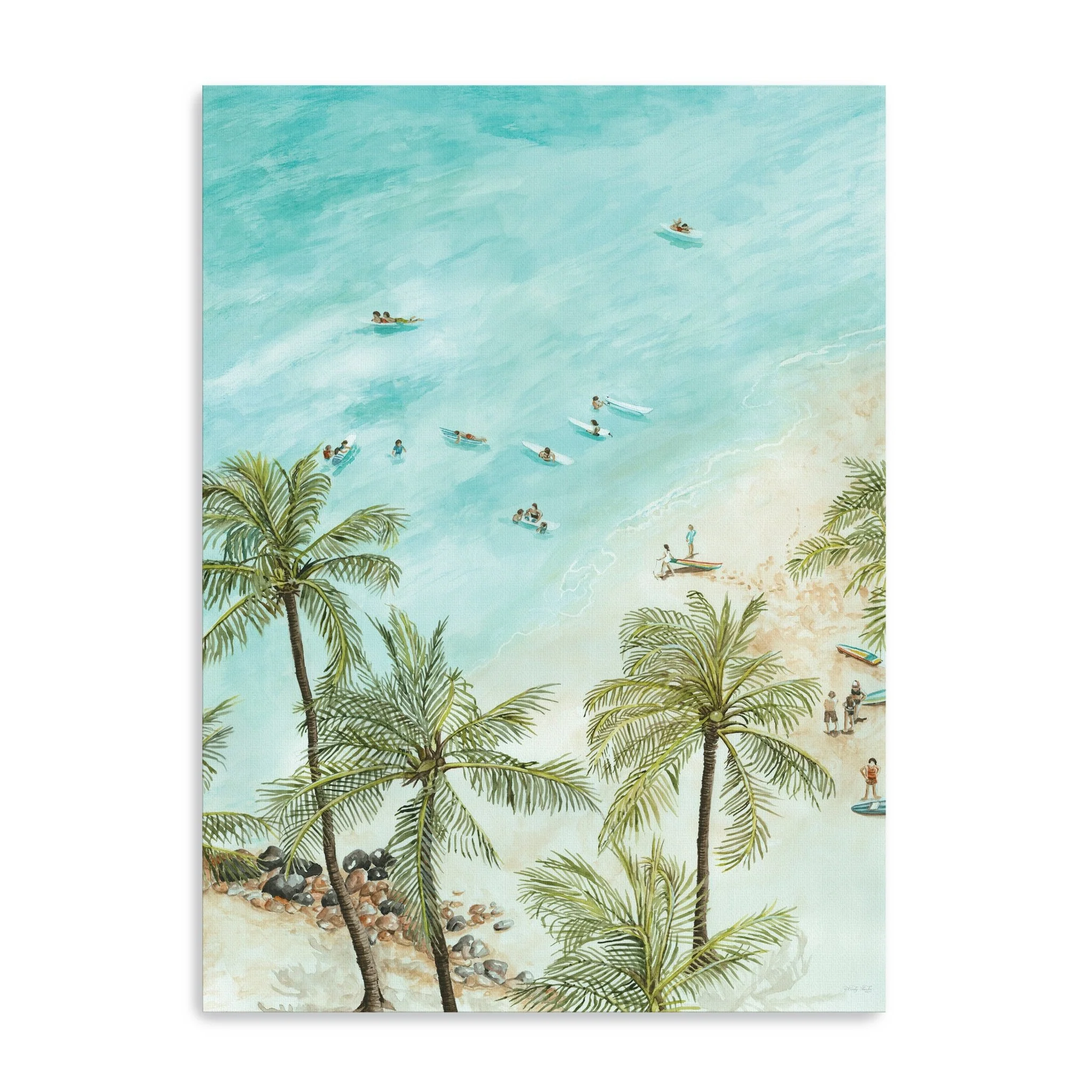 Surfers From Afar Canvas Giclee Wall Art