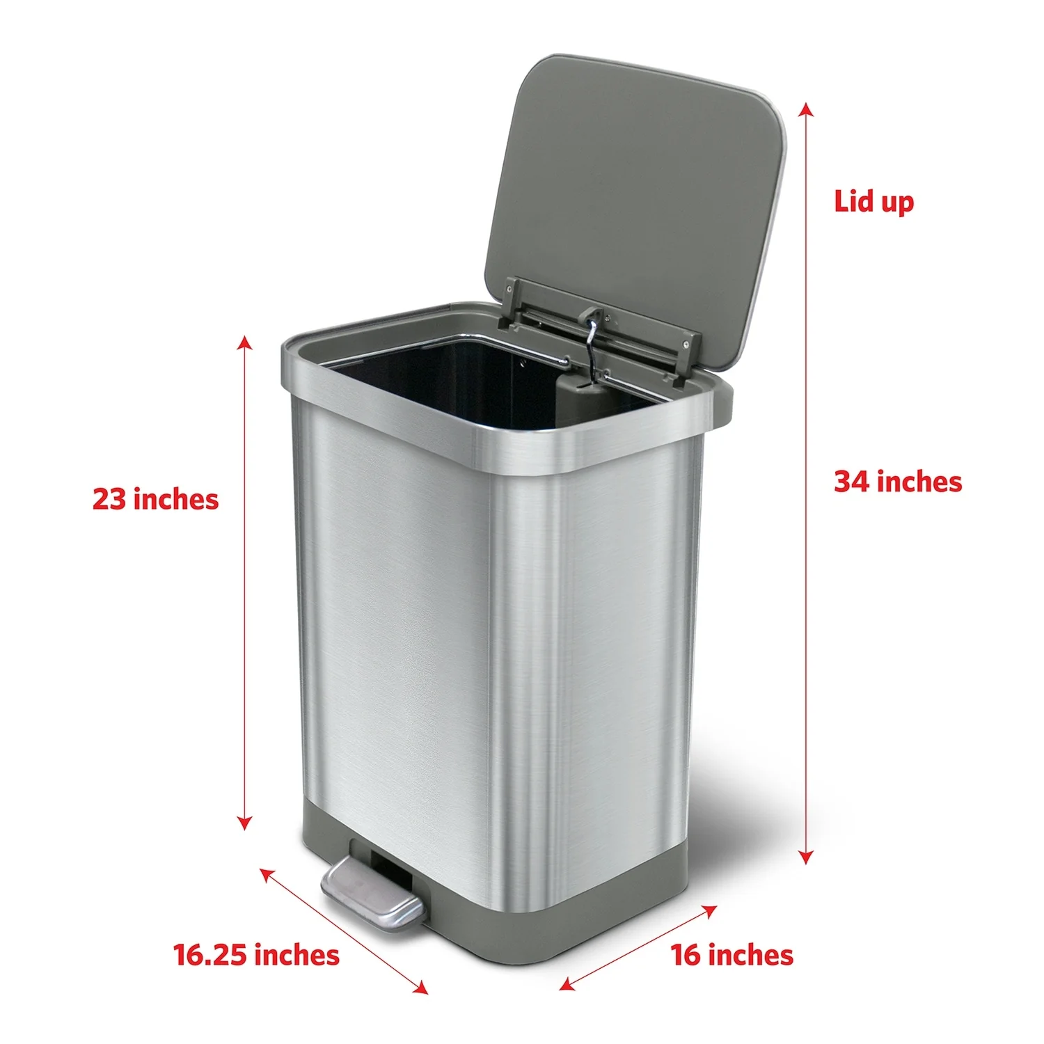 Glad All Stainless Steel Step-on Kitchen Trash Can