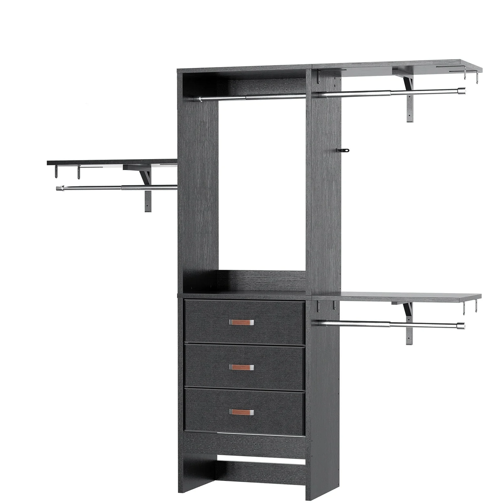 4FT Kid‘s Closet System with Fabric Drawers, DIY Closet Organizer with Adjustable Hanging Rods