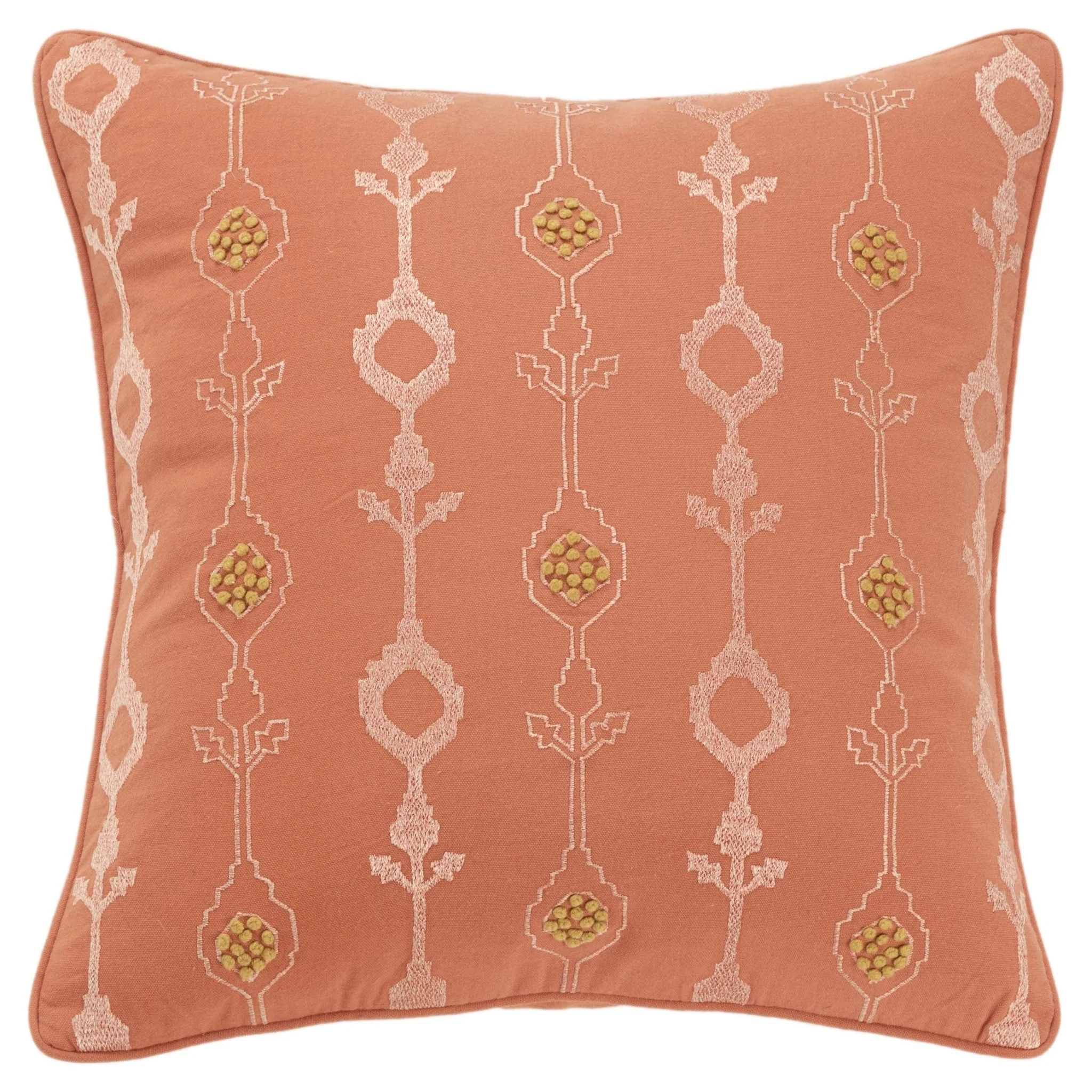 Embroidered Cotton Botanical  Decorative Throw Pillow
