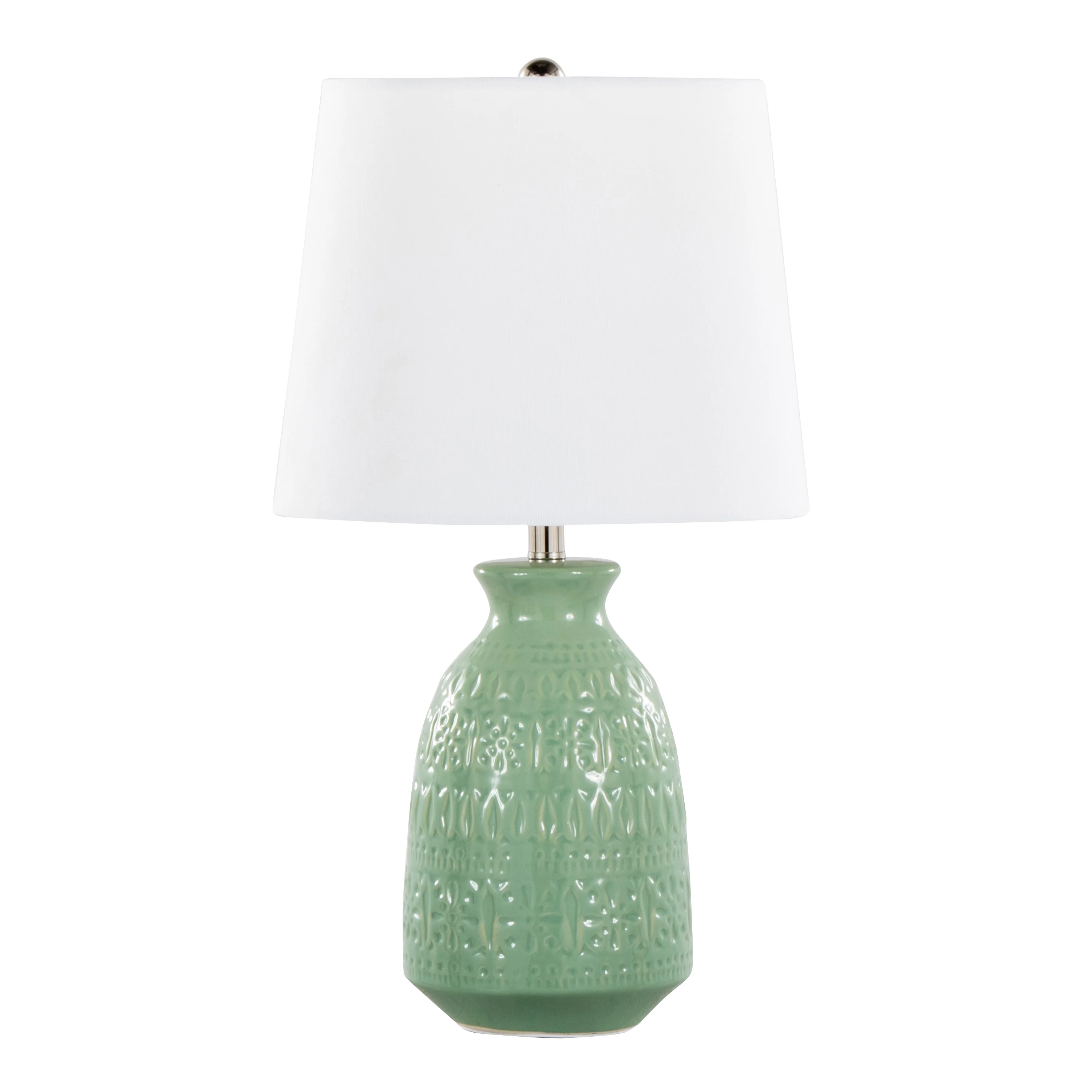 Balconee 20 Ceramic Table Lamp with Vase Shaped Base and Textured Pattern, Set of 2