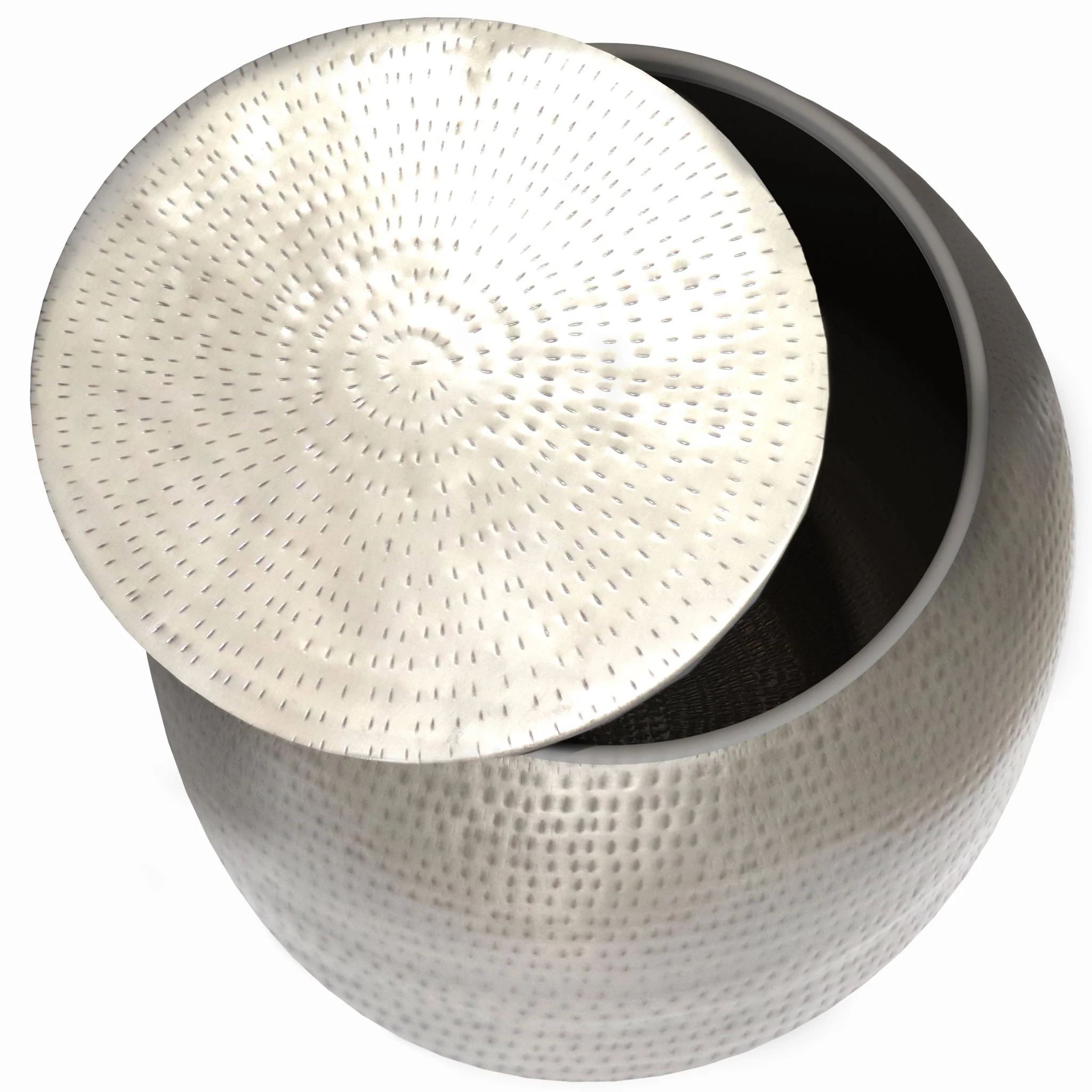 Destiny Drum-Shaped Hammered Accent Table with Removable Top