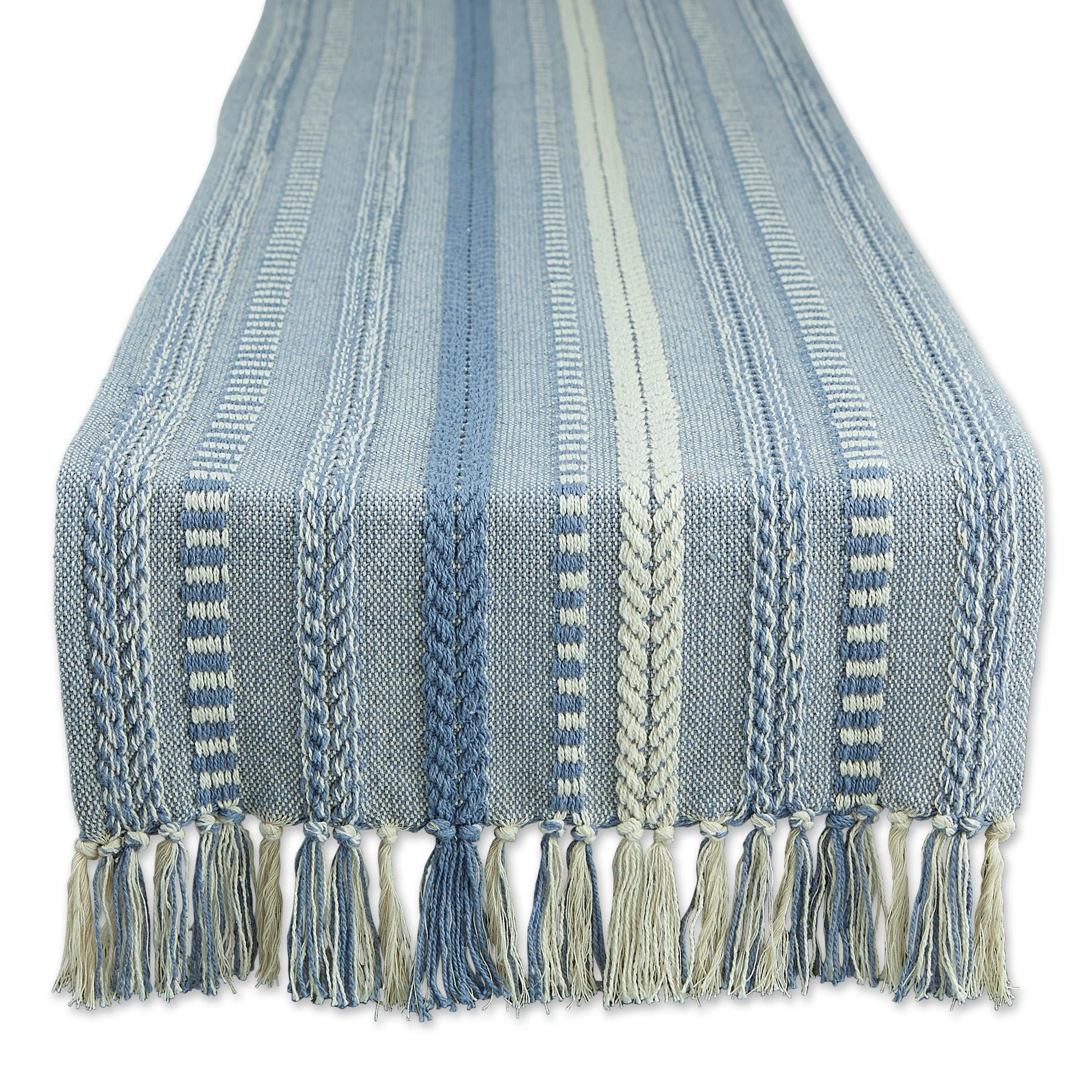 Stonewash Blue Braided Stripe Table Runner 15X72