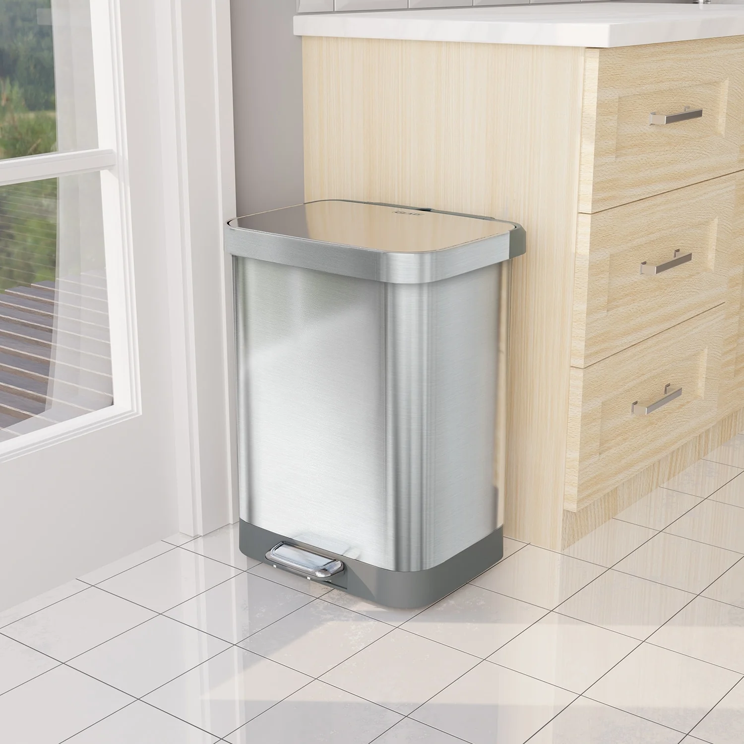 Glad All Stainless Steel Step-on Kitchen Trash Can
