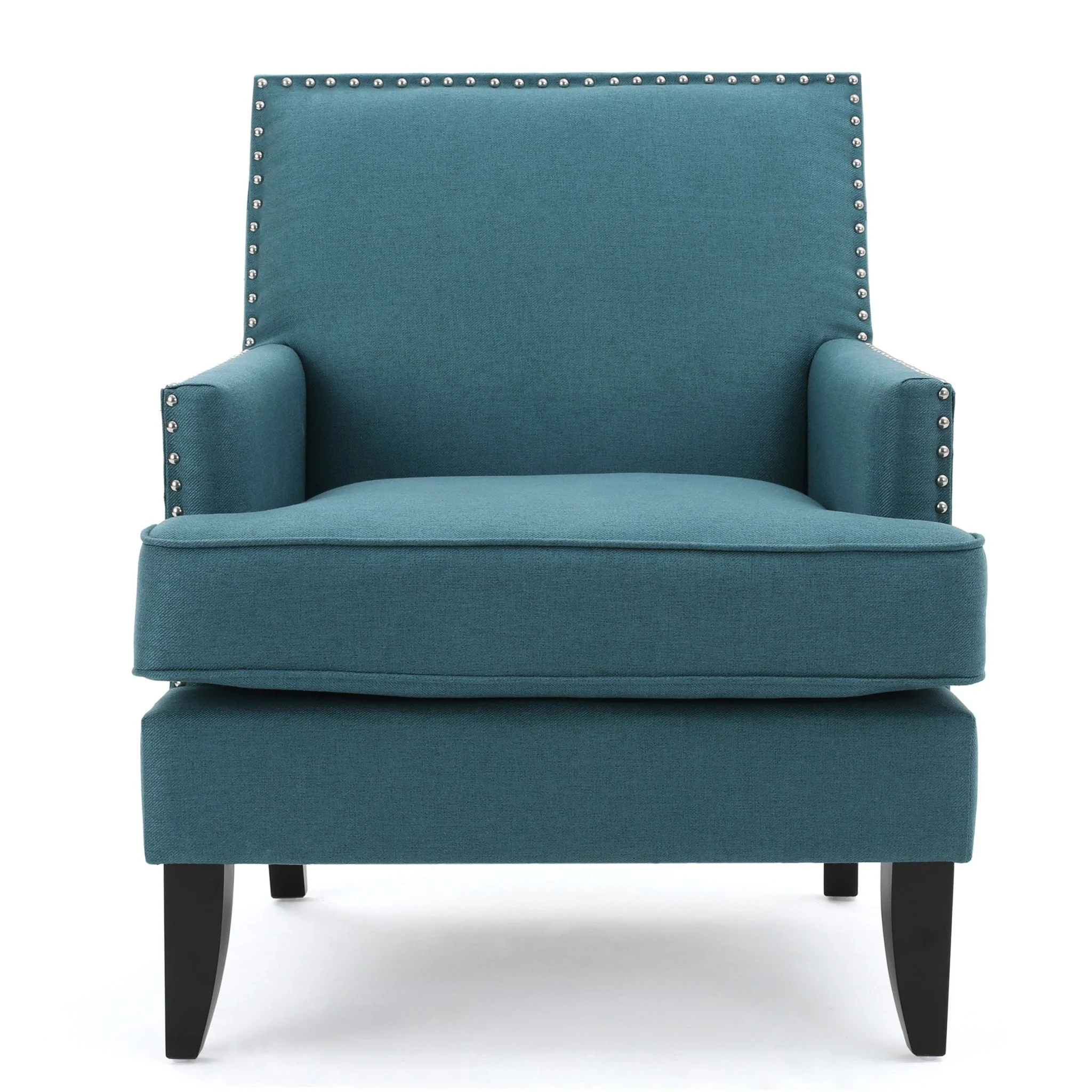 Serenada Upholstered Fabric Club Chair with Nailhead Trim and Tapered Birch Legs