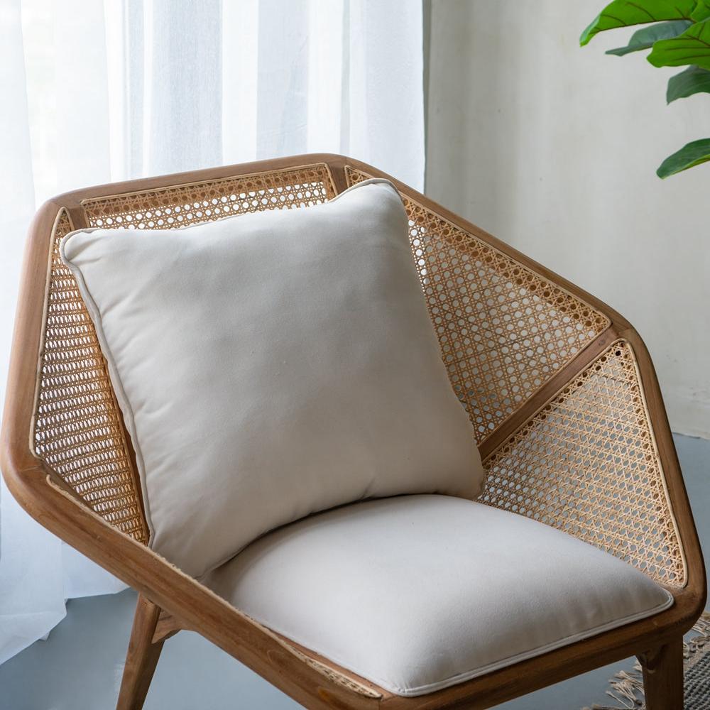 Leisure Chair with Rattan Cane Back and Hexagonal Design