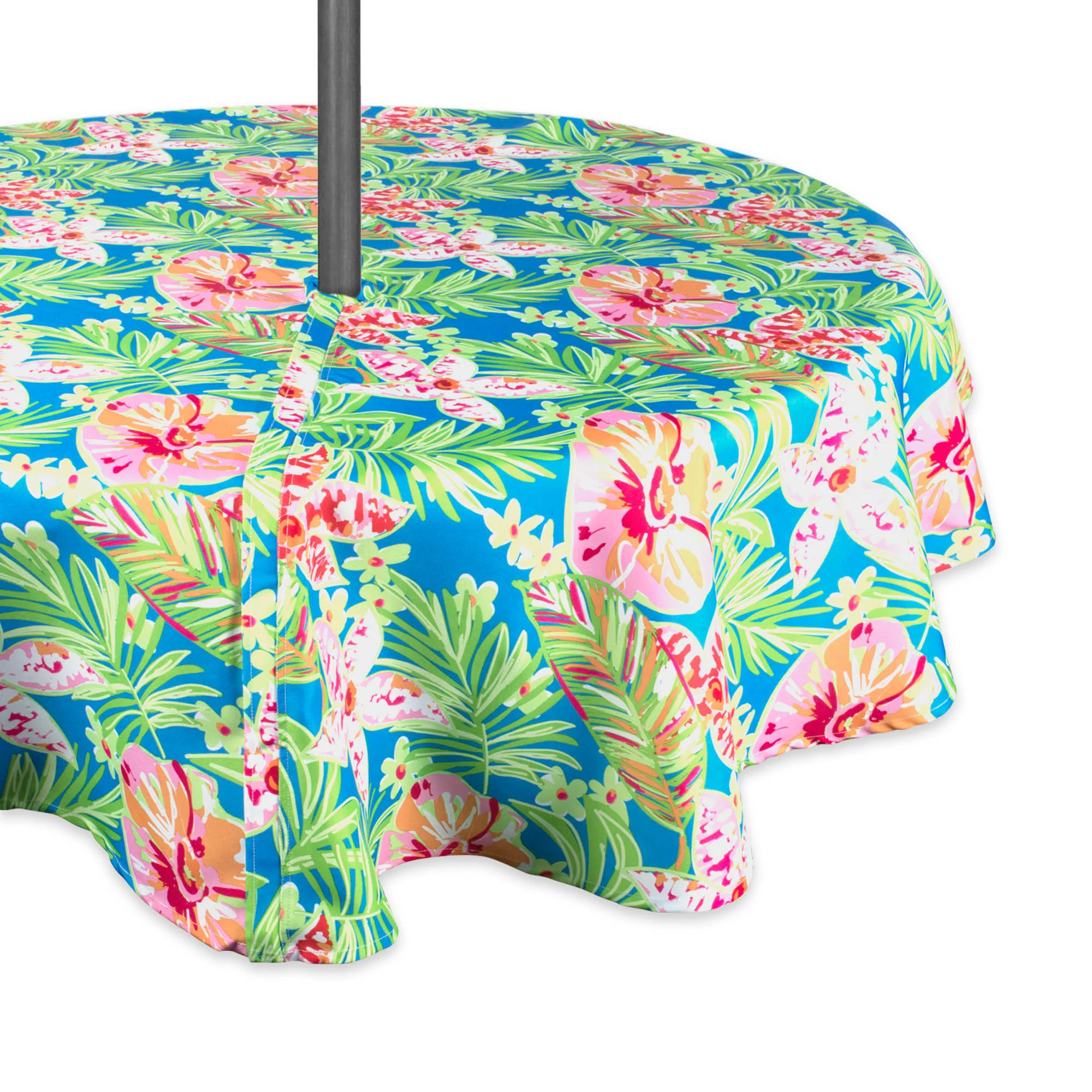 Summer Floral Outdoor Round Tablecloth With Zipper