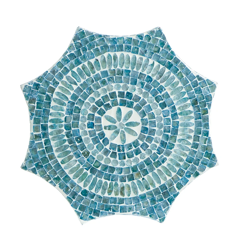 Blue Scalloped Capiz Side Table