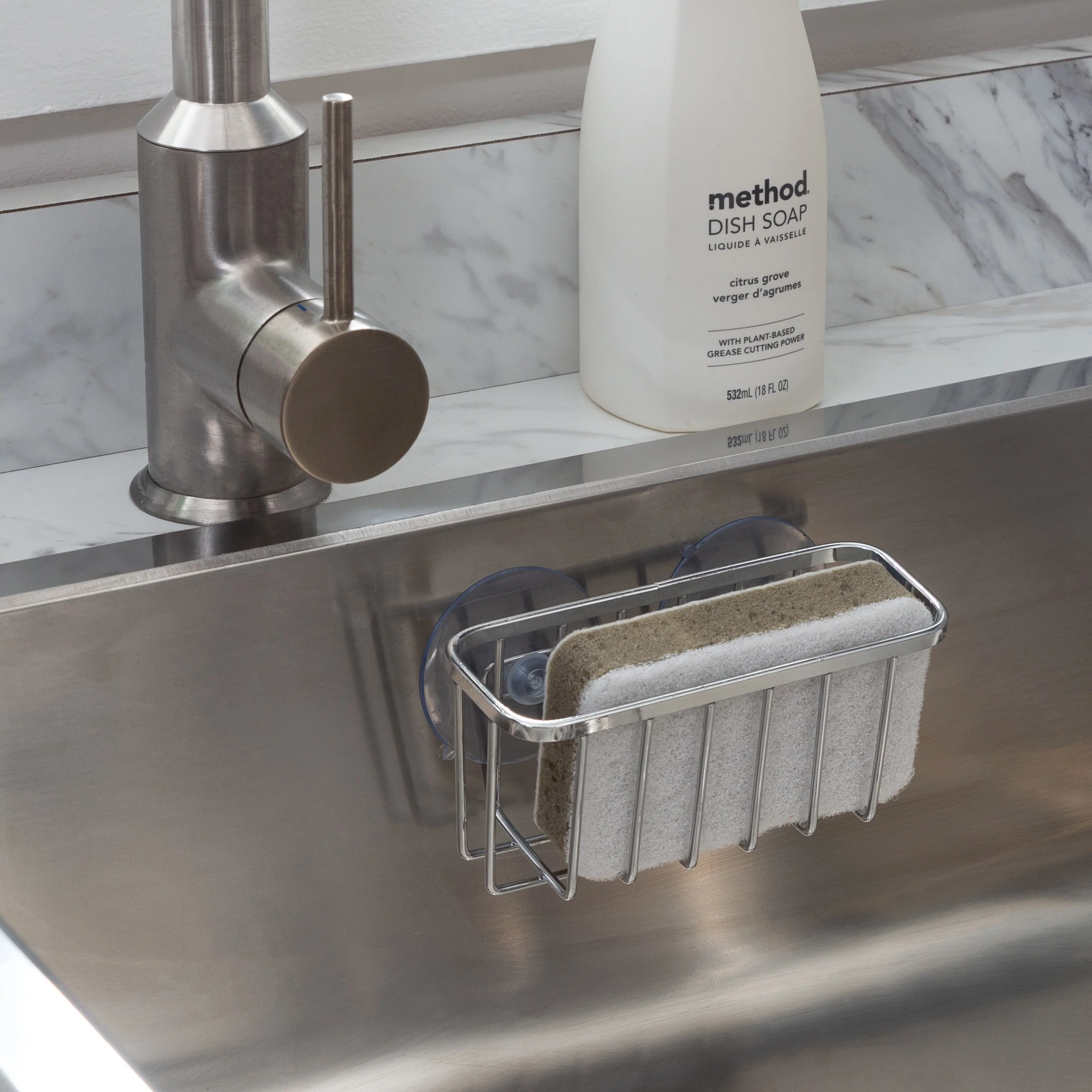 Simply Kitchen Details Silvertone Chrome Iron Suction-mount Sponge Holder - 5.5
