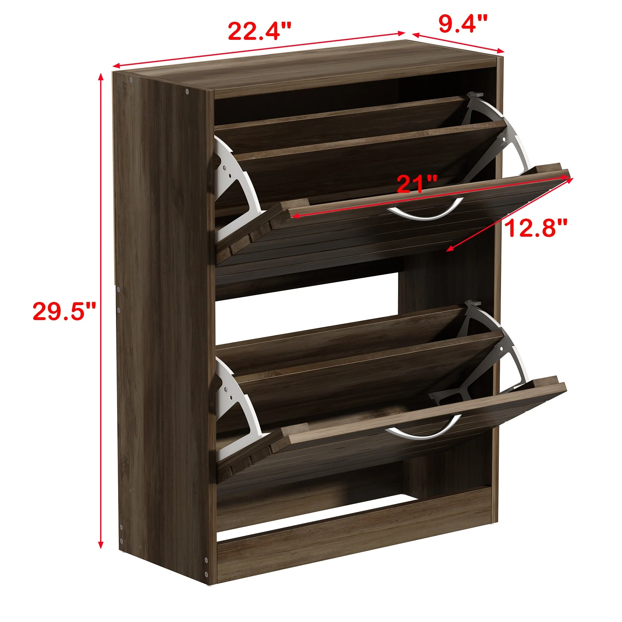 Shoe Storage Cabinet Two Drawer Space Saving Grey/Oak/White Dresser