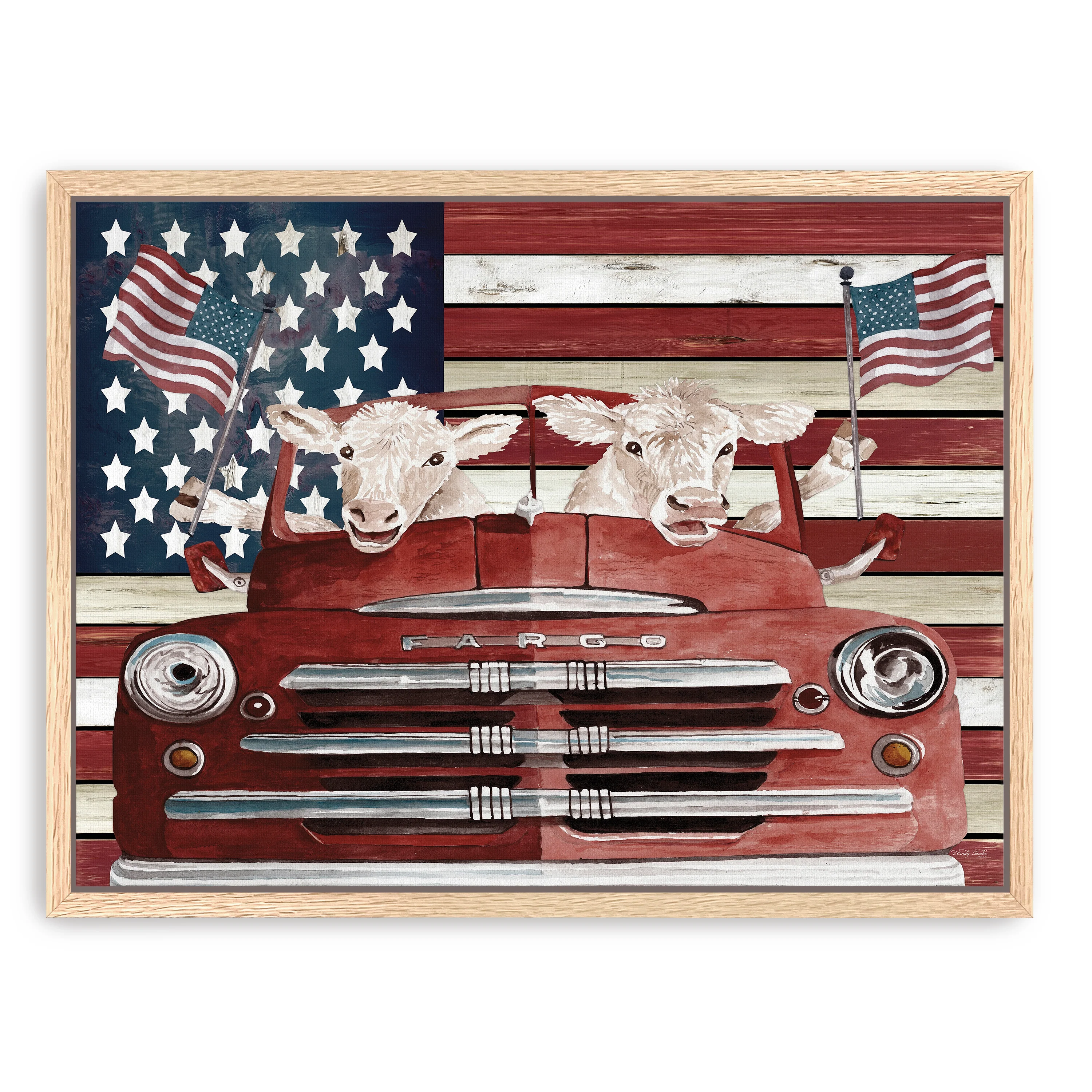 Patriotic Cows Canvas Giclee