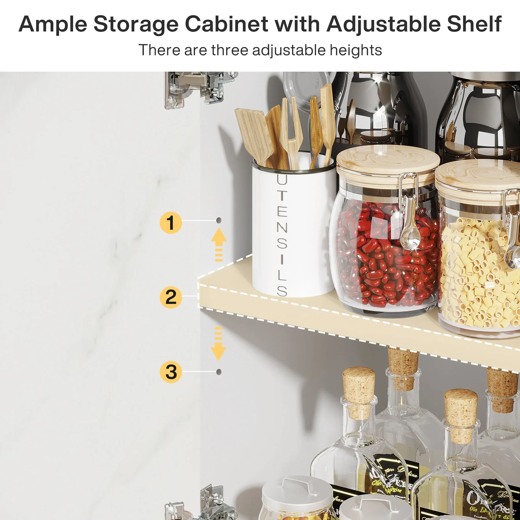 63'' Modern Accent Storage Cabinet with Metal Legs for Living Room Bedroom Kitchen Dining Room