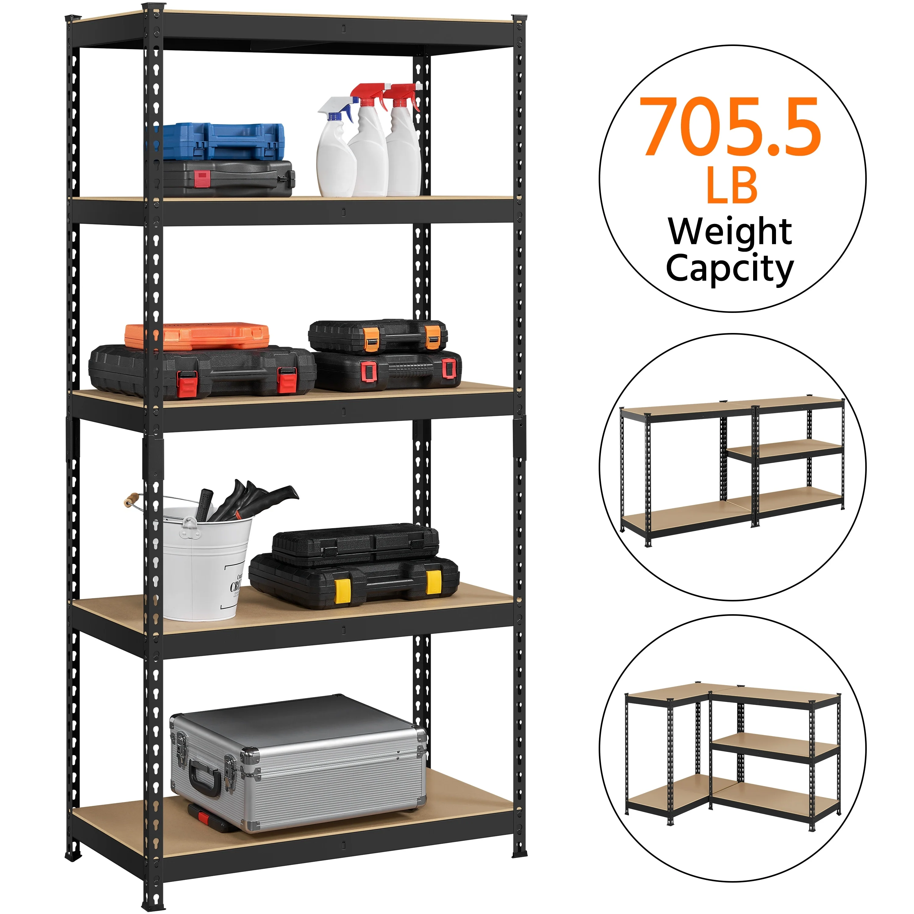 Yaheetech Metal Storage Shelving 5 Tiers Boltless Display Stand, L35.5 x W17.5 x H72 inch, Adjustable Racks