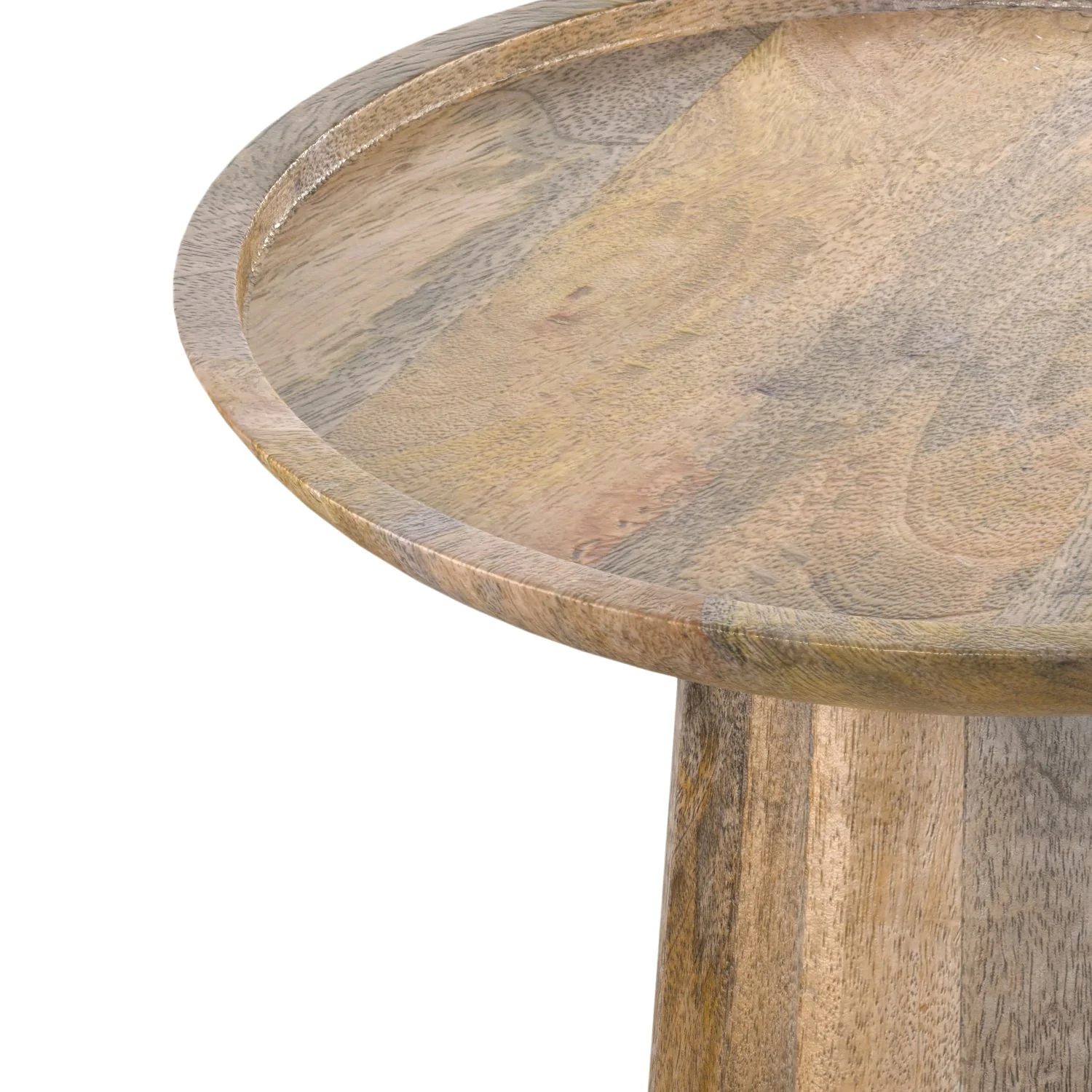 Pantomime Wooden Round Accent Table with Sculptural Design Base