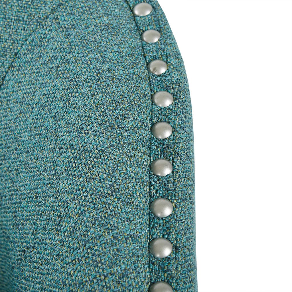 Fantasyy Upholstered Swivel Chair with Nailhead Trim and Curved Design