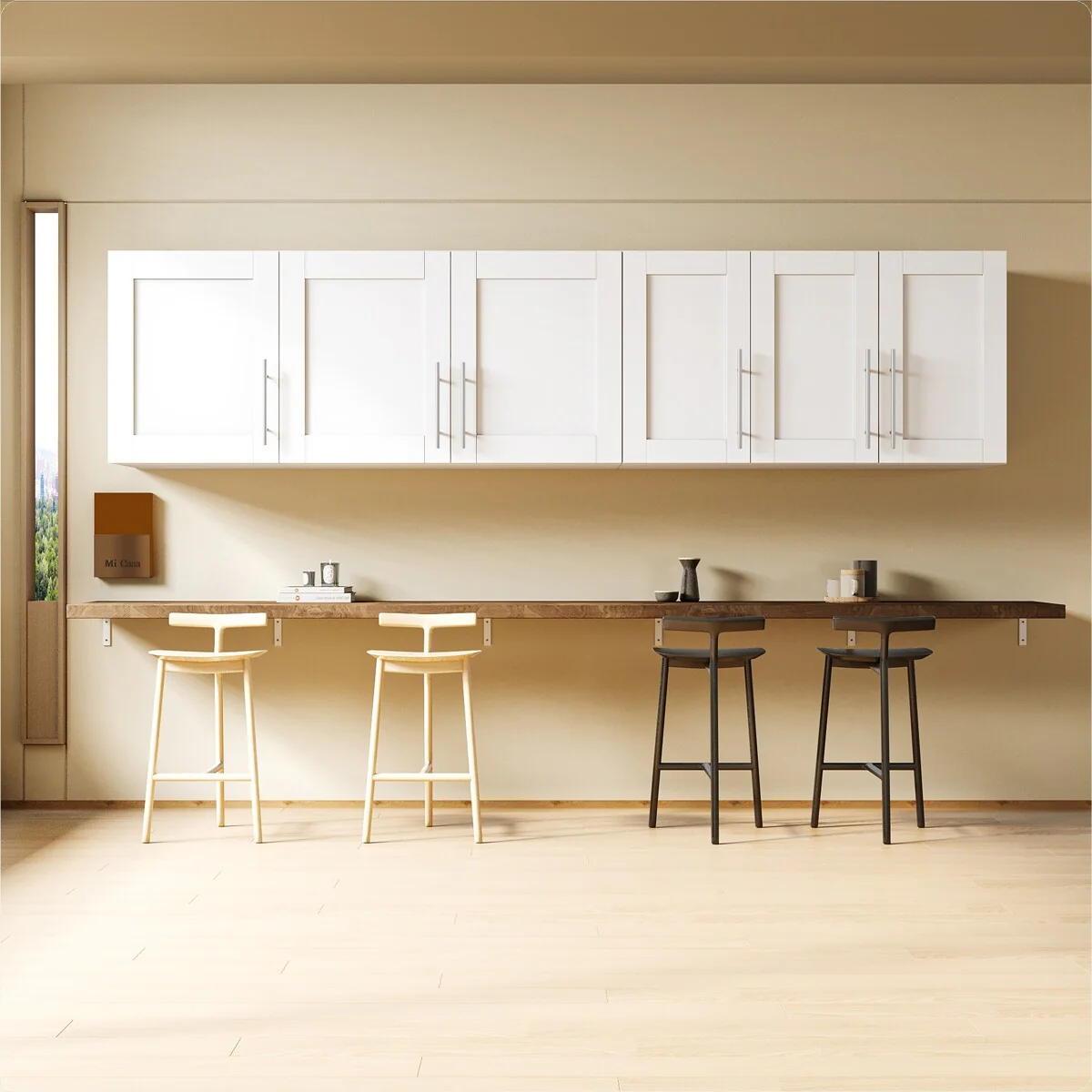 Stackable Wood Wall Mounted Storage Cabinet,White