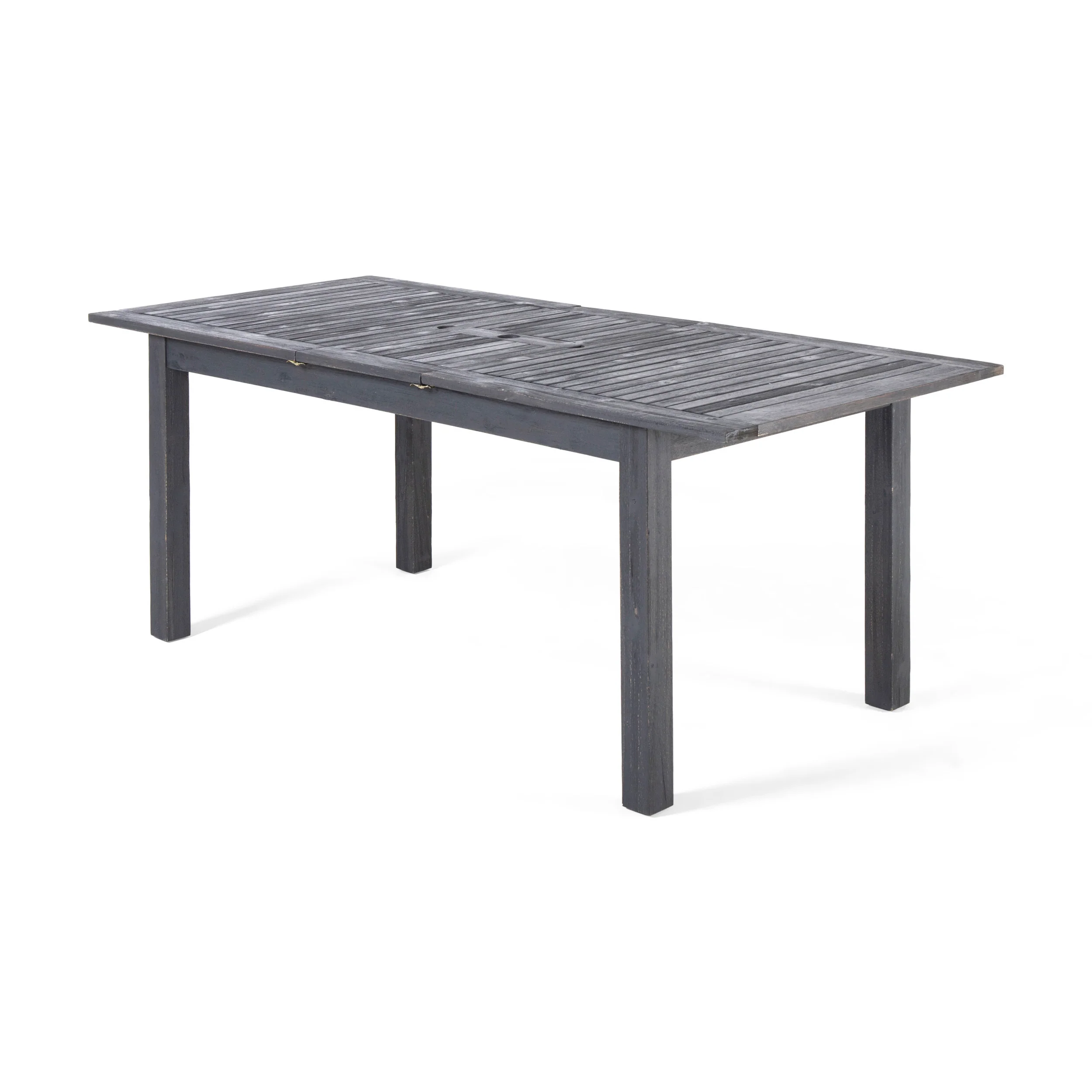 Outdoor Expandable Acacia Wood Dining Table, Dark Grey