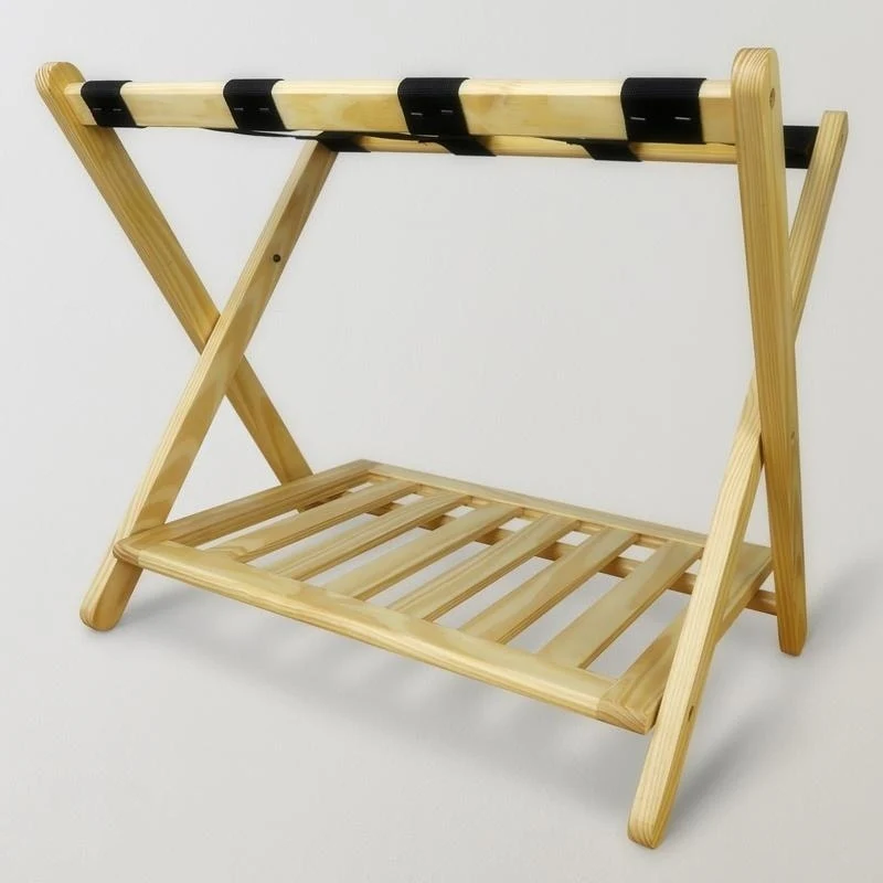 Hotel-style Luggage Rack with Shelf