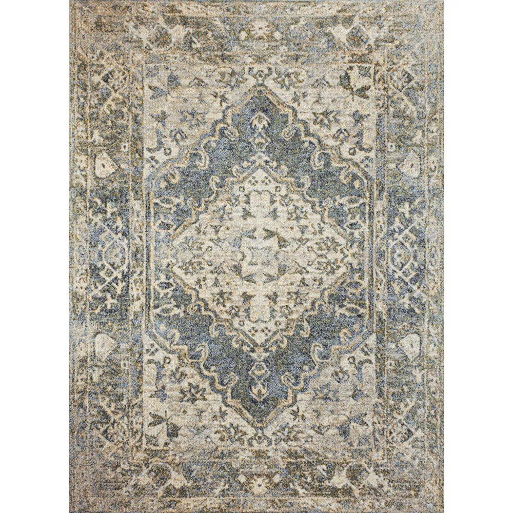 Pavel Distressed Medallion Low-Pile Machine-Washable Area Rug