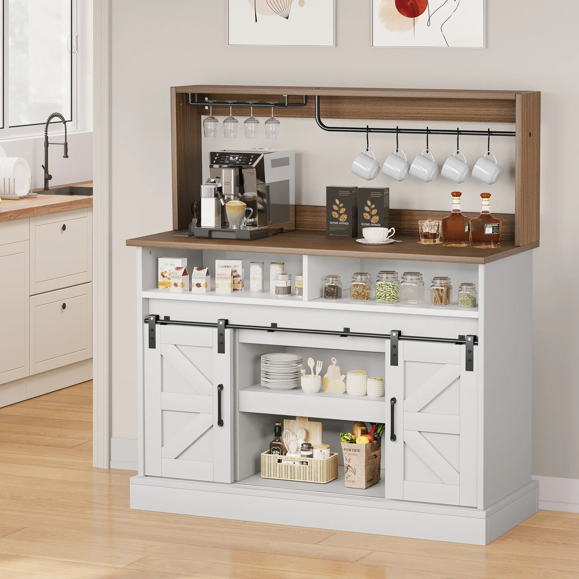 Moasis Farmhouse Coffee Bar Cabinet - 15.1