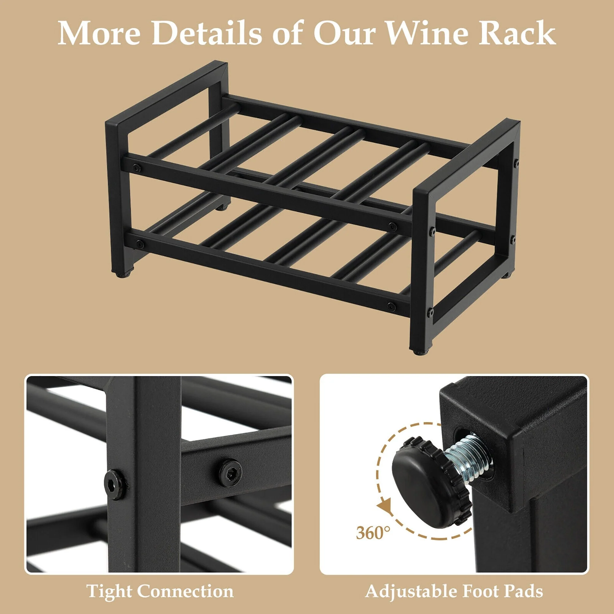 Gymax 8 Bottle Wine Rack 2 Tier Wine Display Storage Holder Countertop