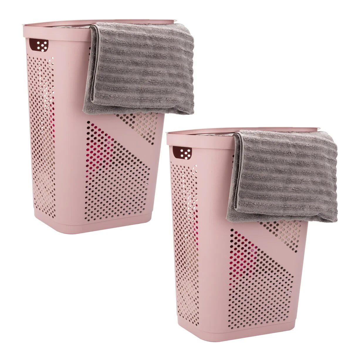 Mind Reader 60L Slim Laundry Hamper, Clothes Basket, Lid, Ventilated, Plastic, 17.25