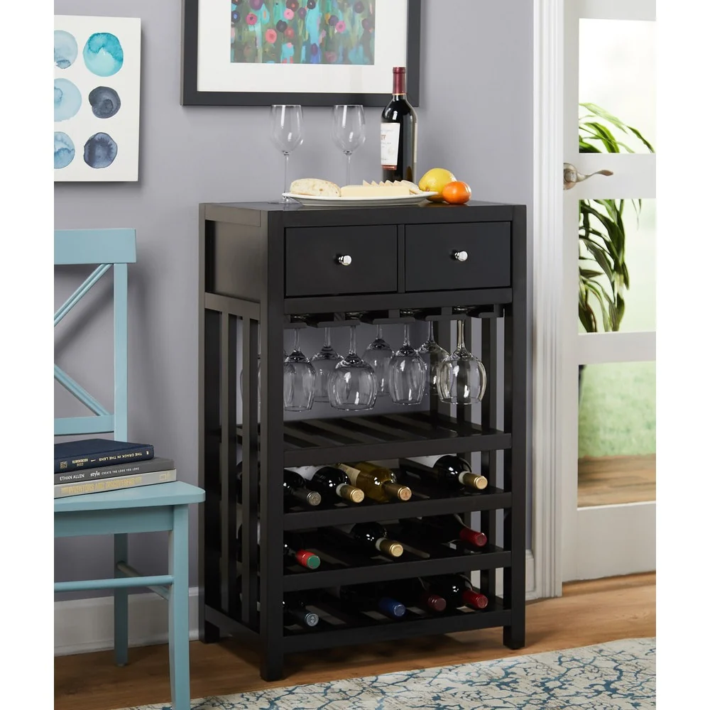Simple Living Pinot Wood 20-bottle Bar Cabinet