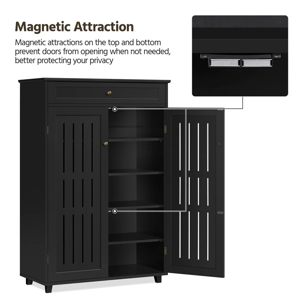 Yaheetech 5-Tier & 1 Drawer Shoe Storage Cabinet Closed Adjustable Shoes Rack - N/A
