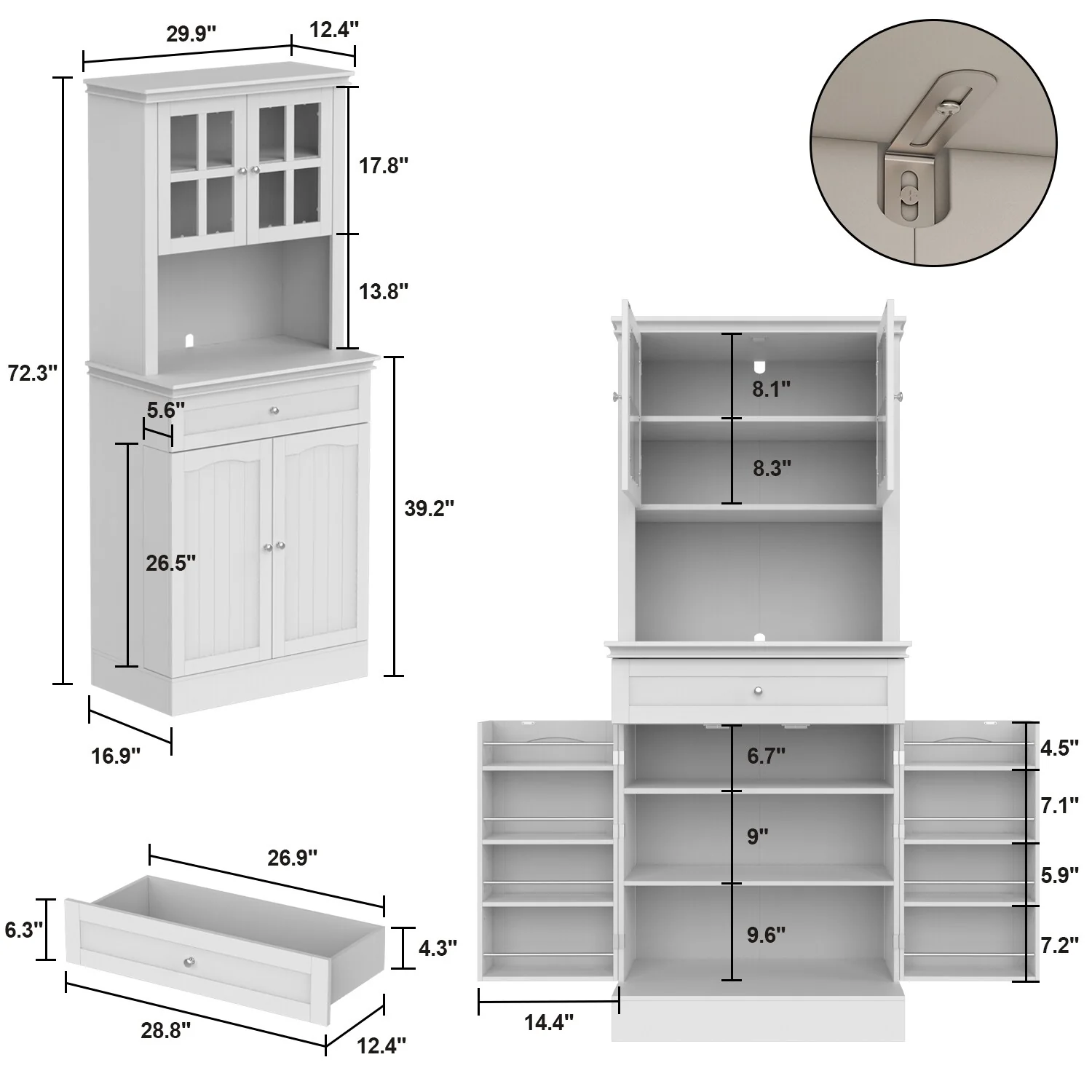 Freestanding Kitchen Pantry, Kitchen Cupboard Storage Cabinets