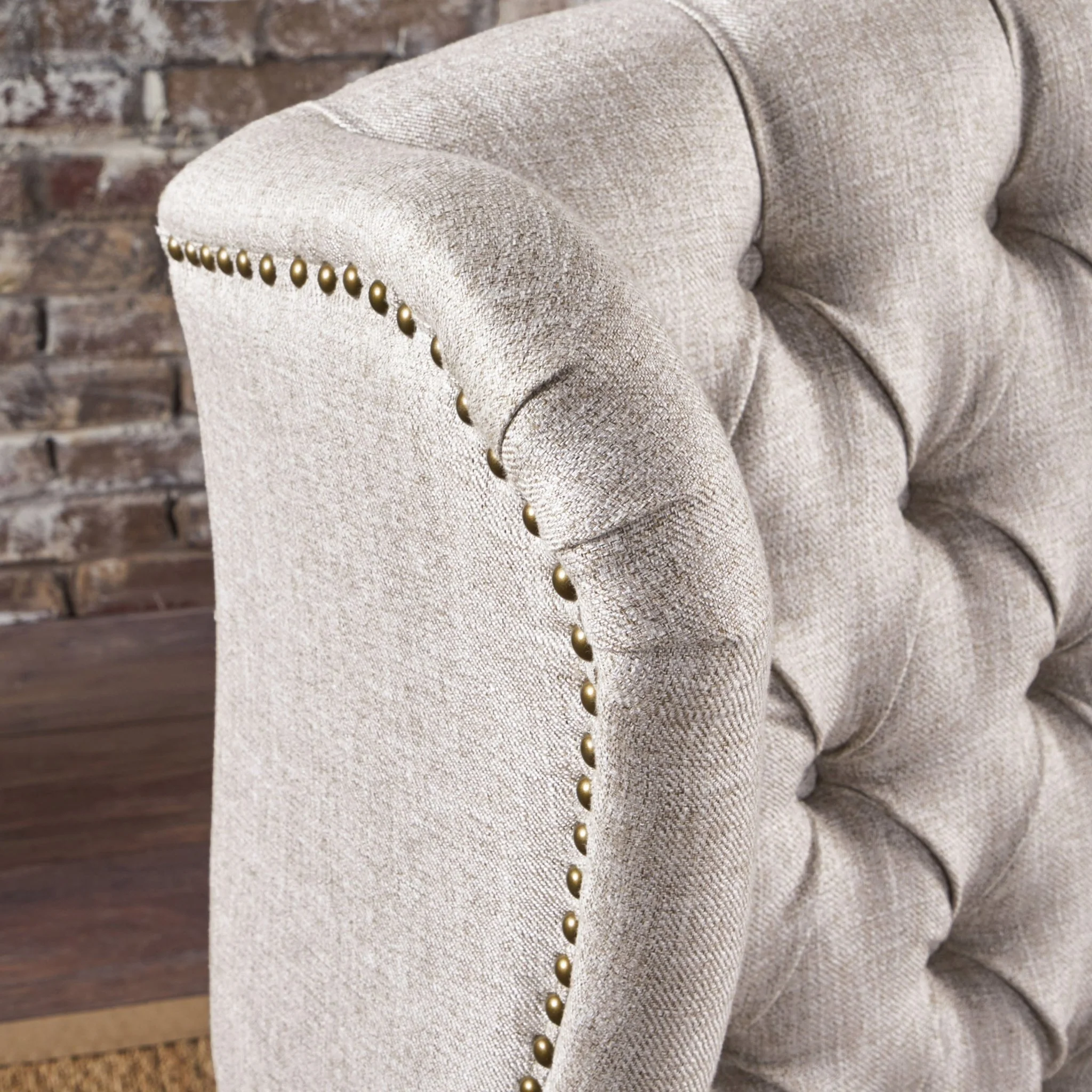 Cerebral Upholstered Wingback Chair with Diamond Tufting and Nailhead Trim