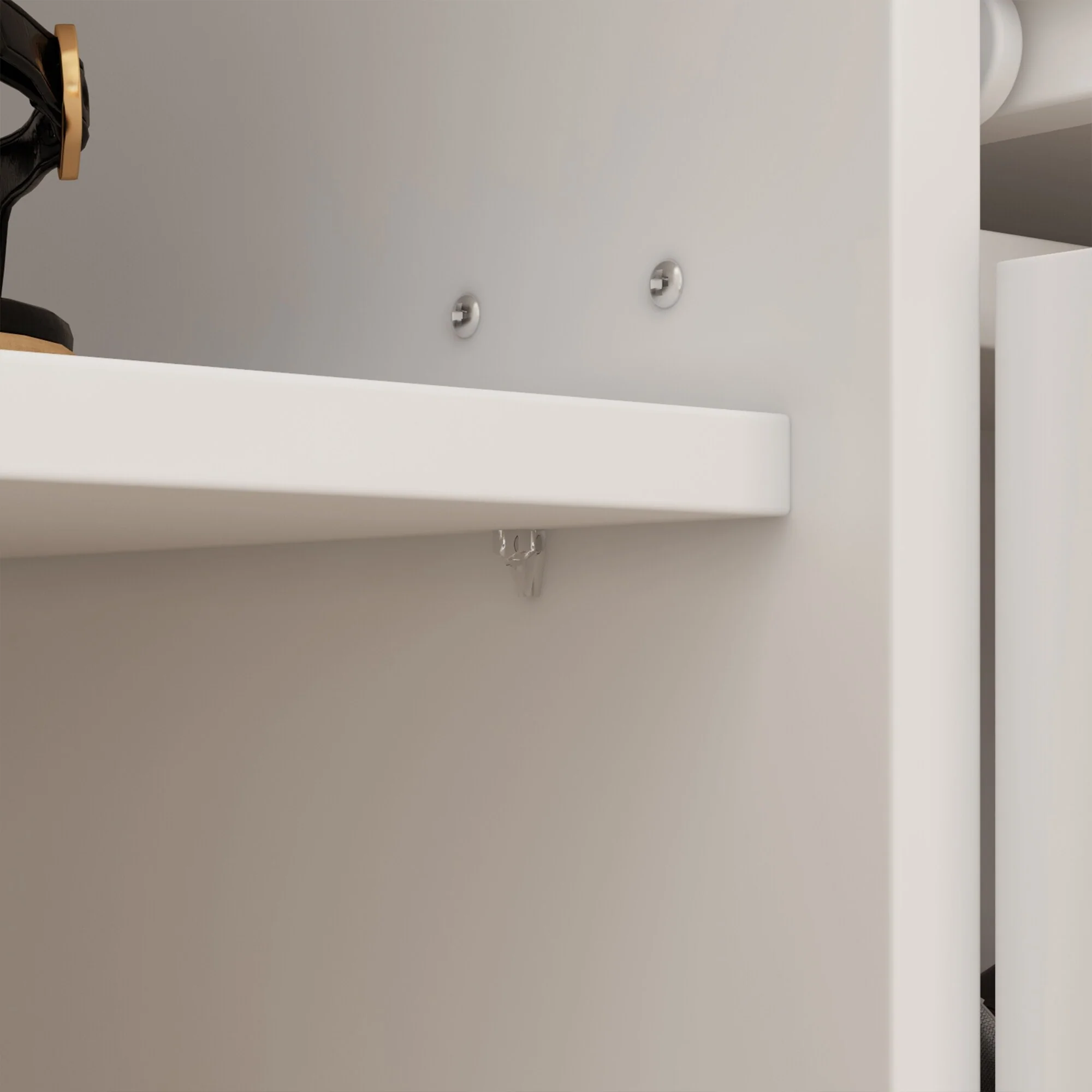 Multi-Functional White Shoe Cabinet with Adjustable Shelves Entryway