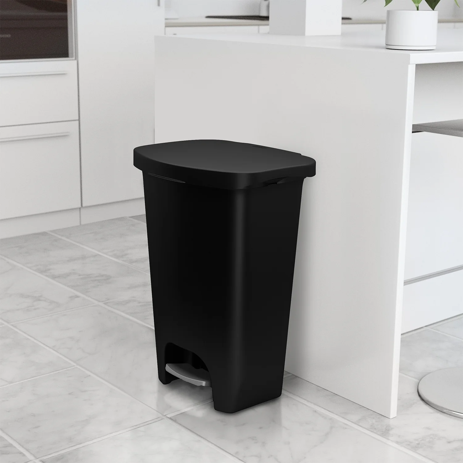 Glad Black Step-on Plastic Trash Can